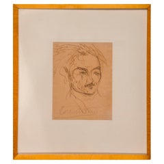 Dessin italien signé des années 1920 Portrait