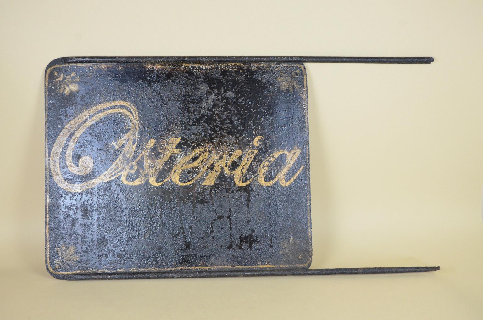 1920s Italian Vintage Hand Painted Double Sided Blade Sign 