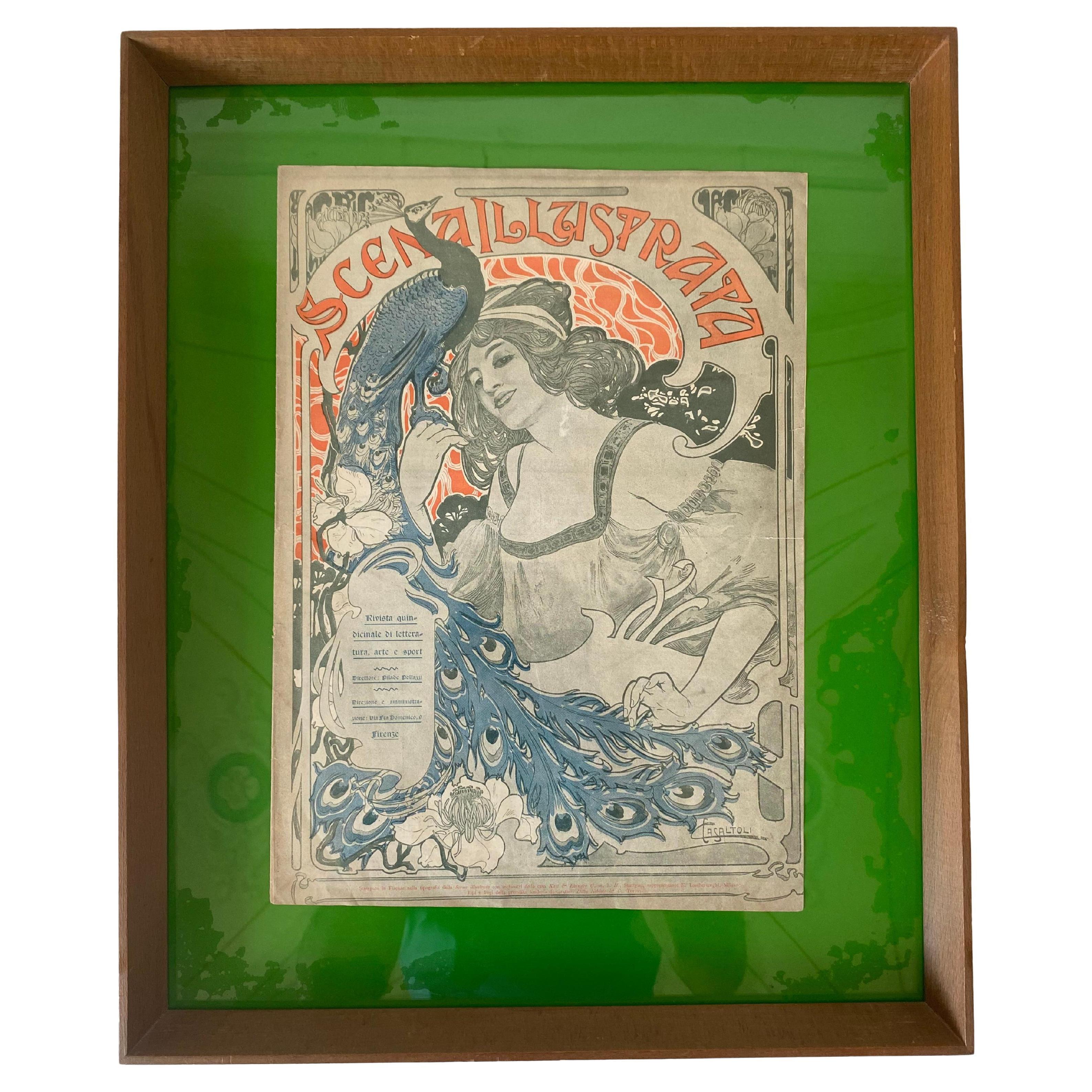 1920s  Affiche vintage d'origine, page d'avant de la « Riviera Illustrata » Florence en vente
