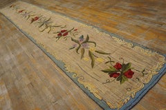 1920s Ivory & Colorful Floral Long Runner American Hooked Rug 2'10"x18'4" Carpet