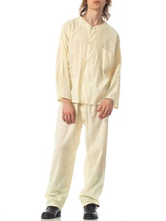 1920S Ivory Cotton Rare Antique Mens Pajamas