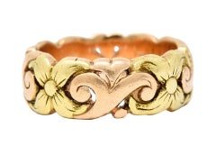 1920's Jabel 14 Karat Two-Tone Gold Blossom Eternity Band Ring