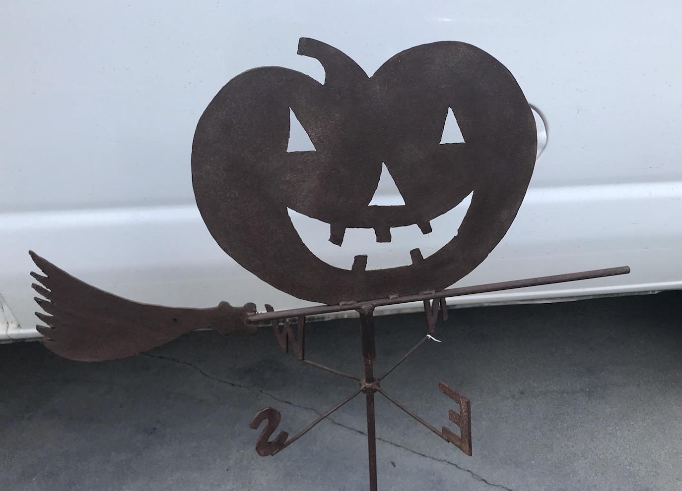 Adirondack 1920s Jack O-Lantern on Witches Broom Weather Vane