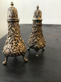 1920s Jacobi and Jenkins Sterling Repousse Salt and Pepper Shakers