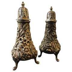 1920s Jacobi and Jenkins Sterling Repousse Salt and Pepper Shakers