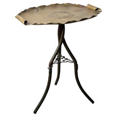 Tavolino in stile Art Nouveau giapponese degli anni '20, in bronzo e ottone, con motivo a libellula
