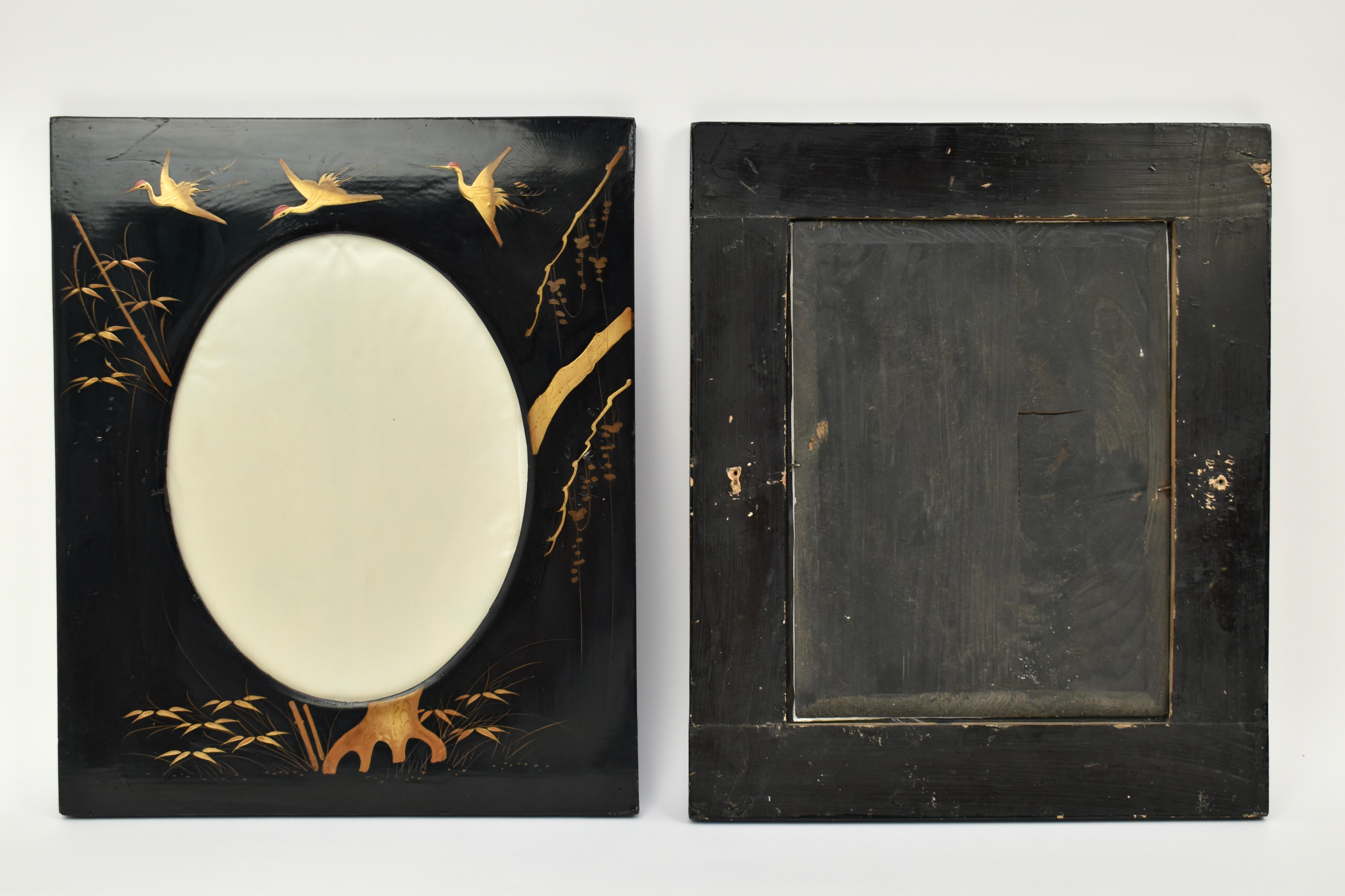 1920s Japanese Black Lacquer Picutre Frames For Sale 3