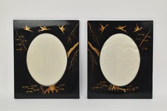 1920s Japanese Black Lacquer Picutre Frames