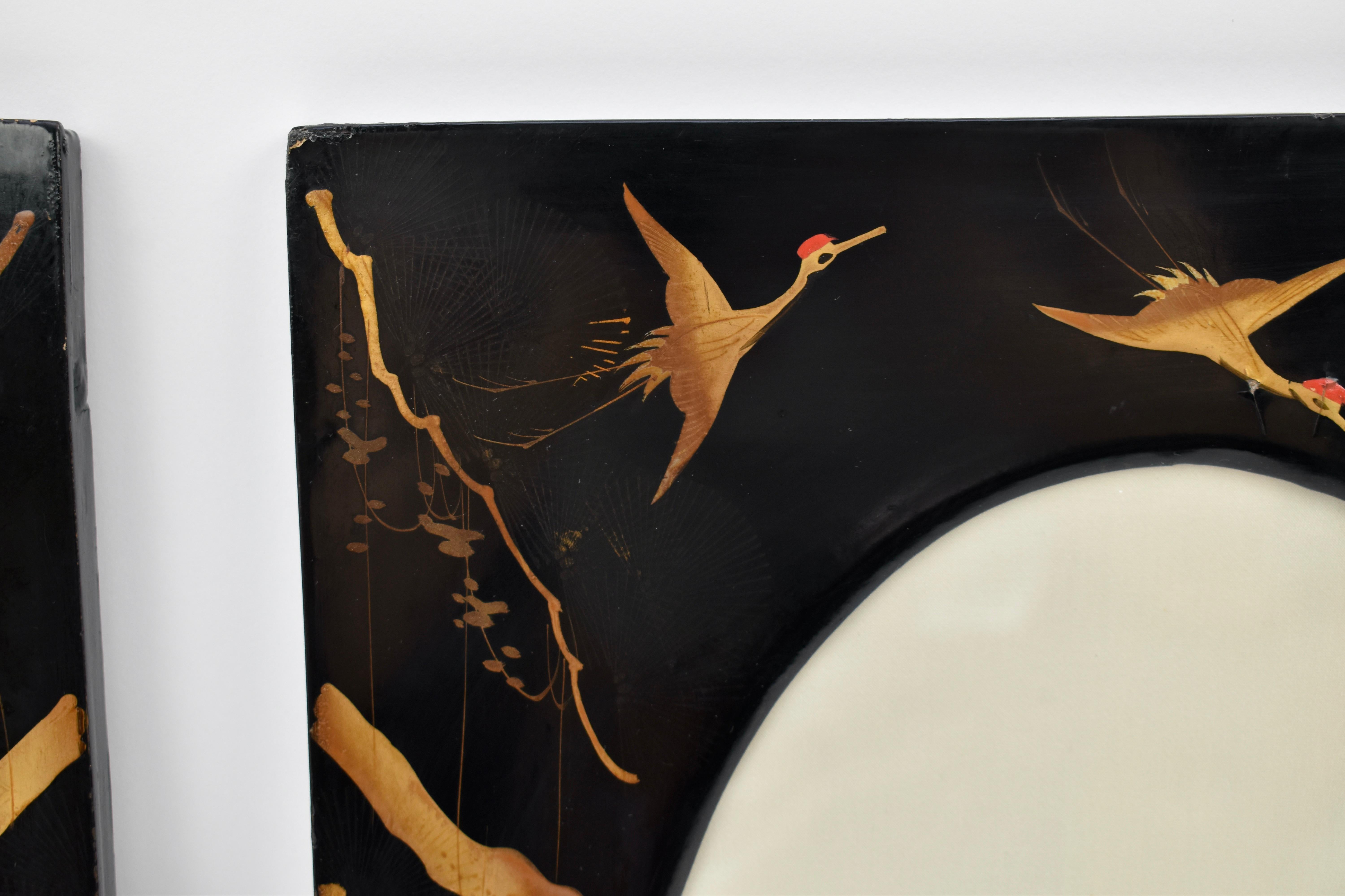 1920s Japanese Black Lacquer Picutre Frames In Good Condition For Sale In AMSTERDAM, NL