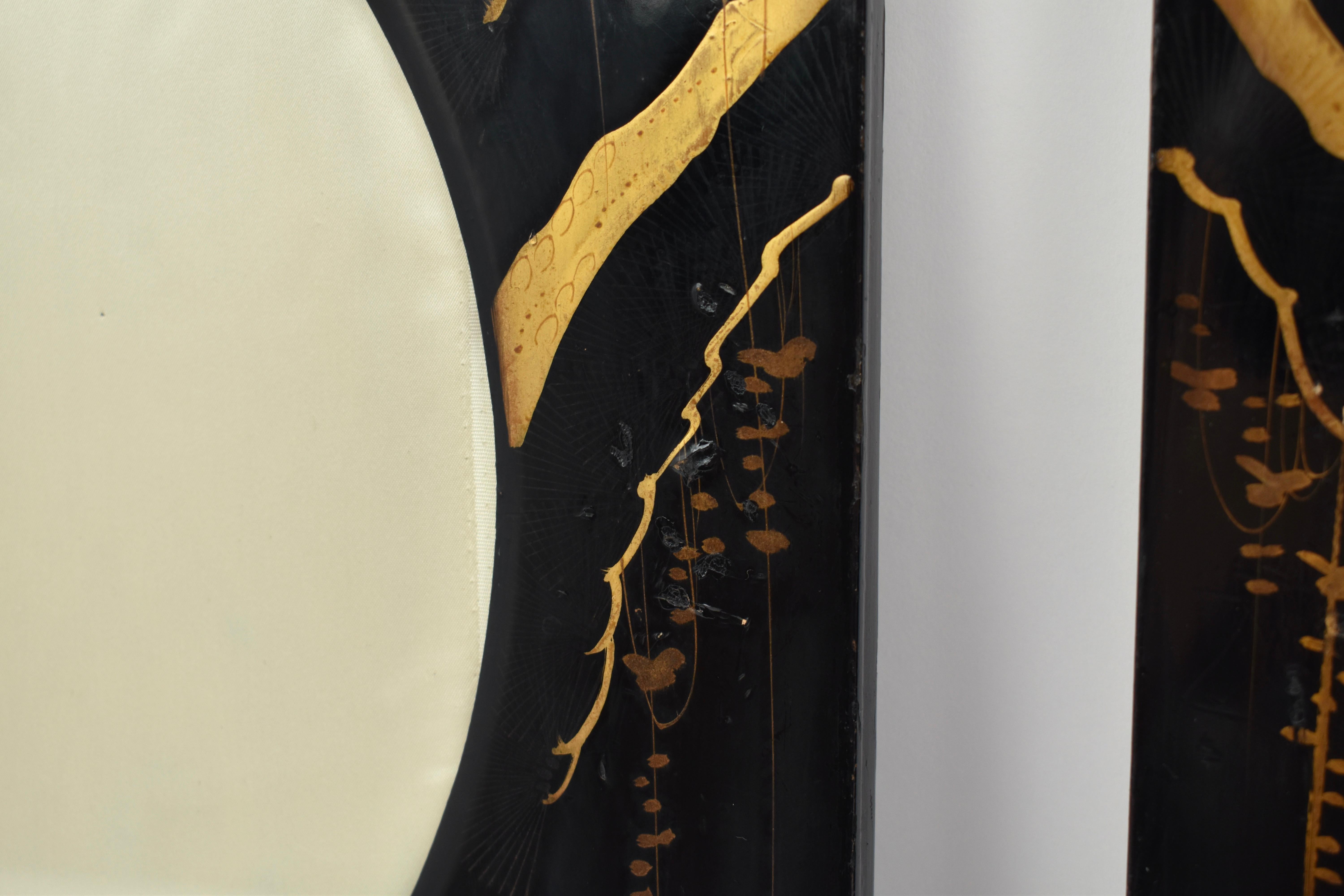 1920s Japanese Black Lacquer Picutre Frames For Sale 1