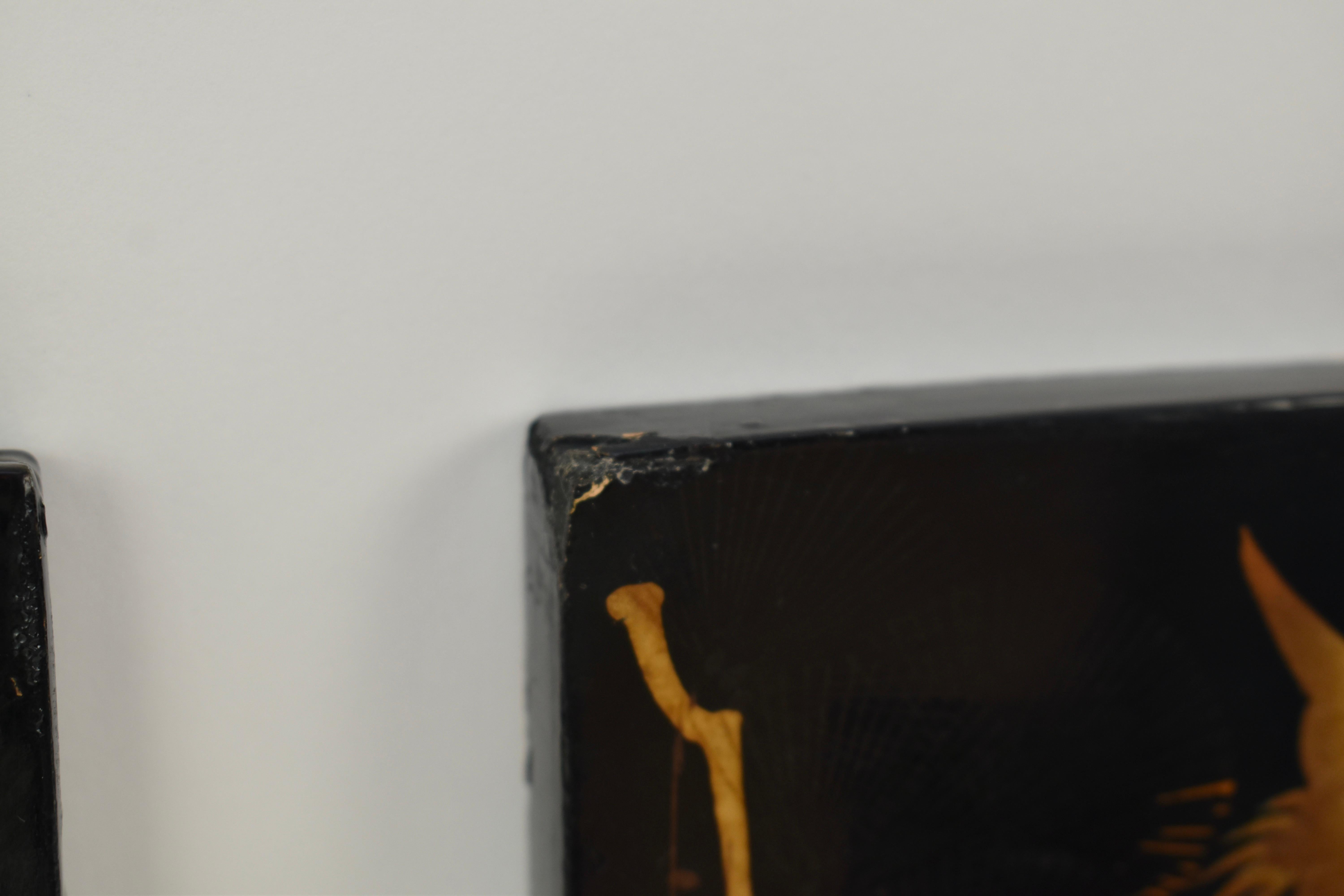 1920s Japanese Black Lacquer Picutre Frames For Sale 2