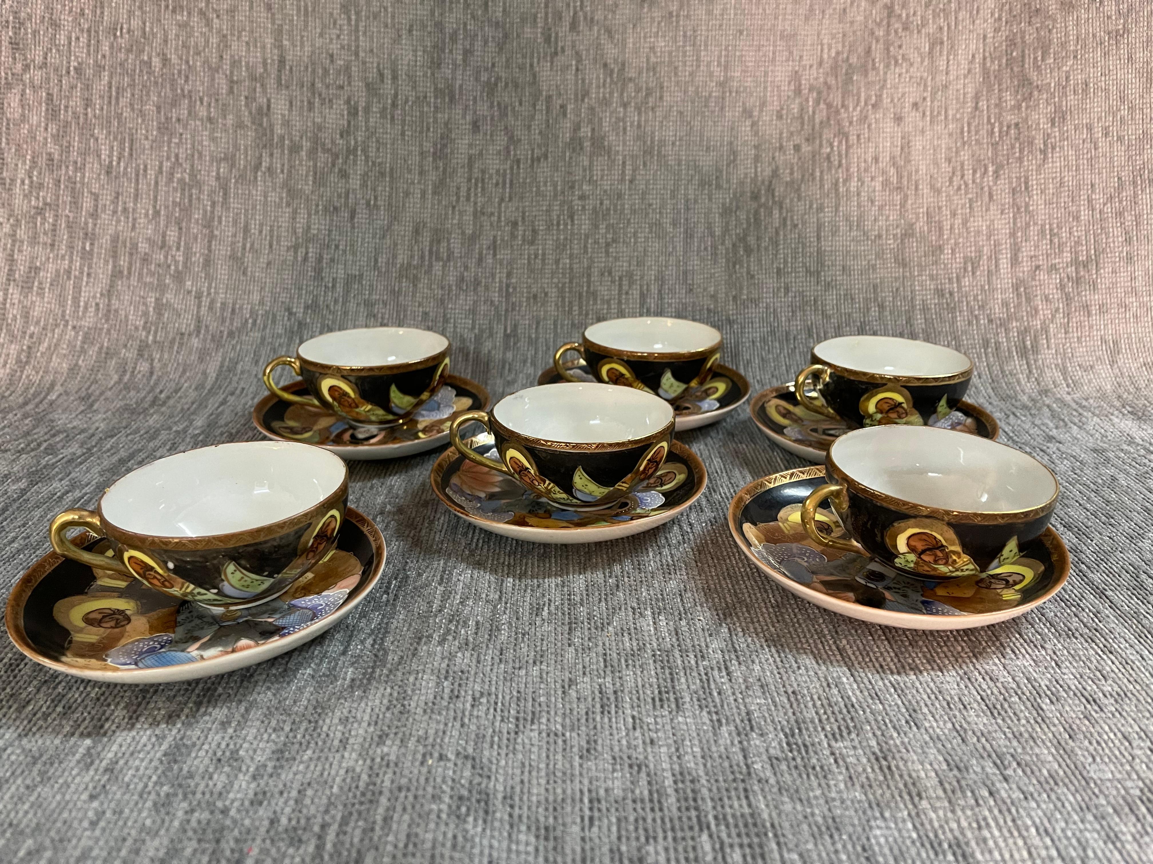 1920s Japanese Hand Painted and Gilded Demitasse Coffee Service For Sale 10