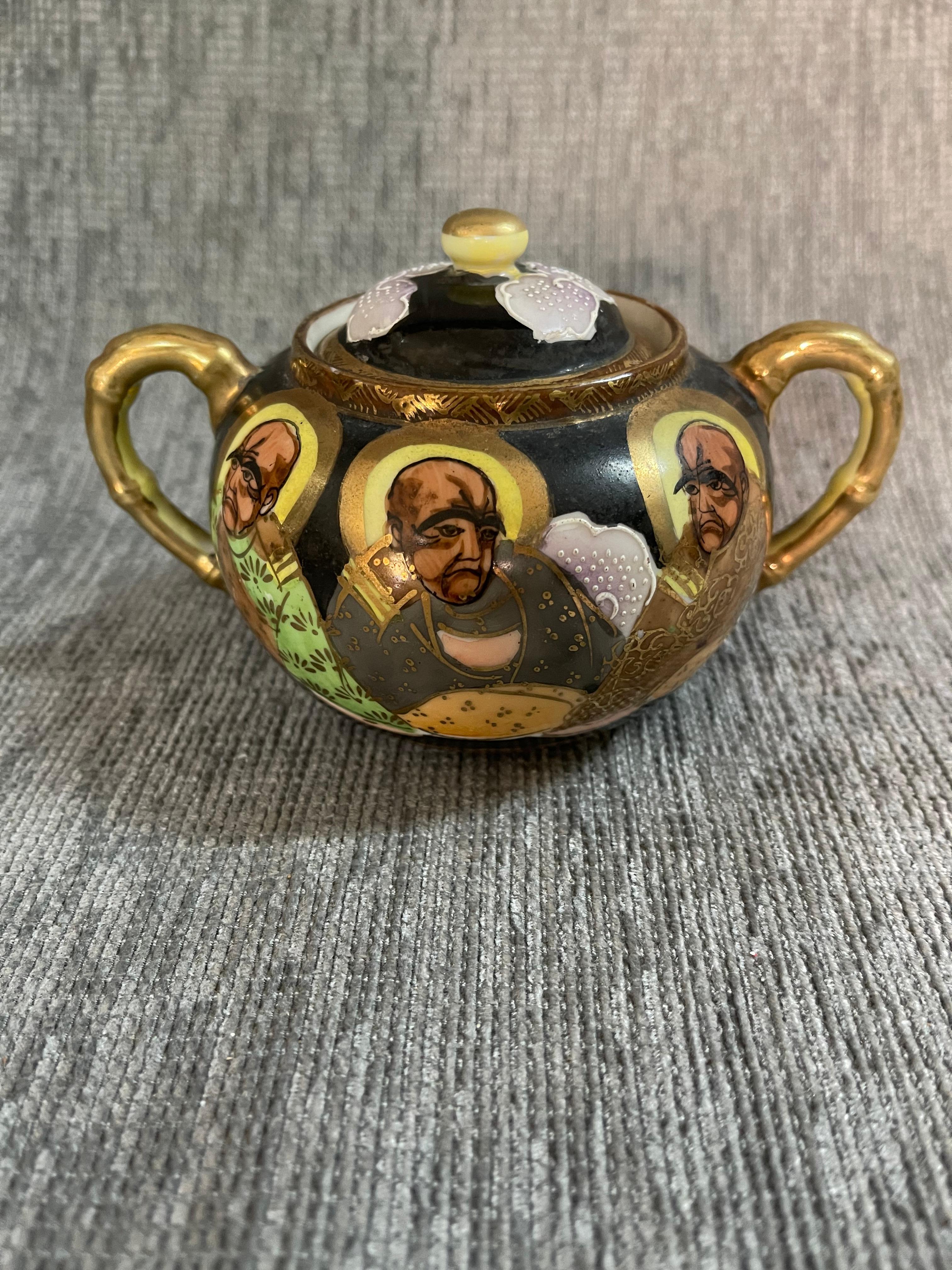 Porcelain 1920s Japanese Hand Painted and Gilded Demitasse Coffee Service For Sale