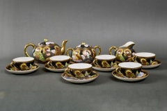 Service à café japonais des années 1920 peint et doré à la main