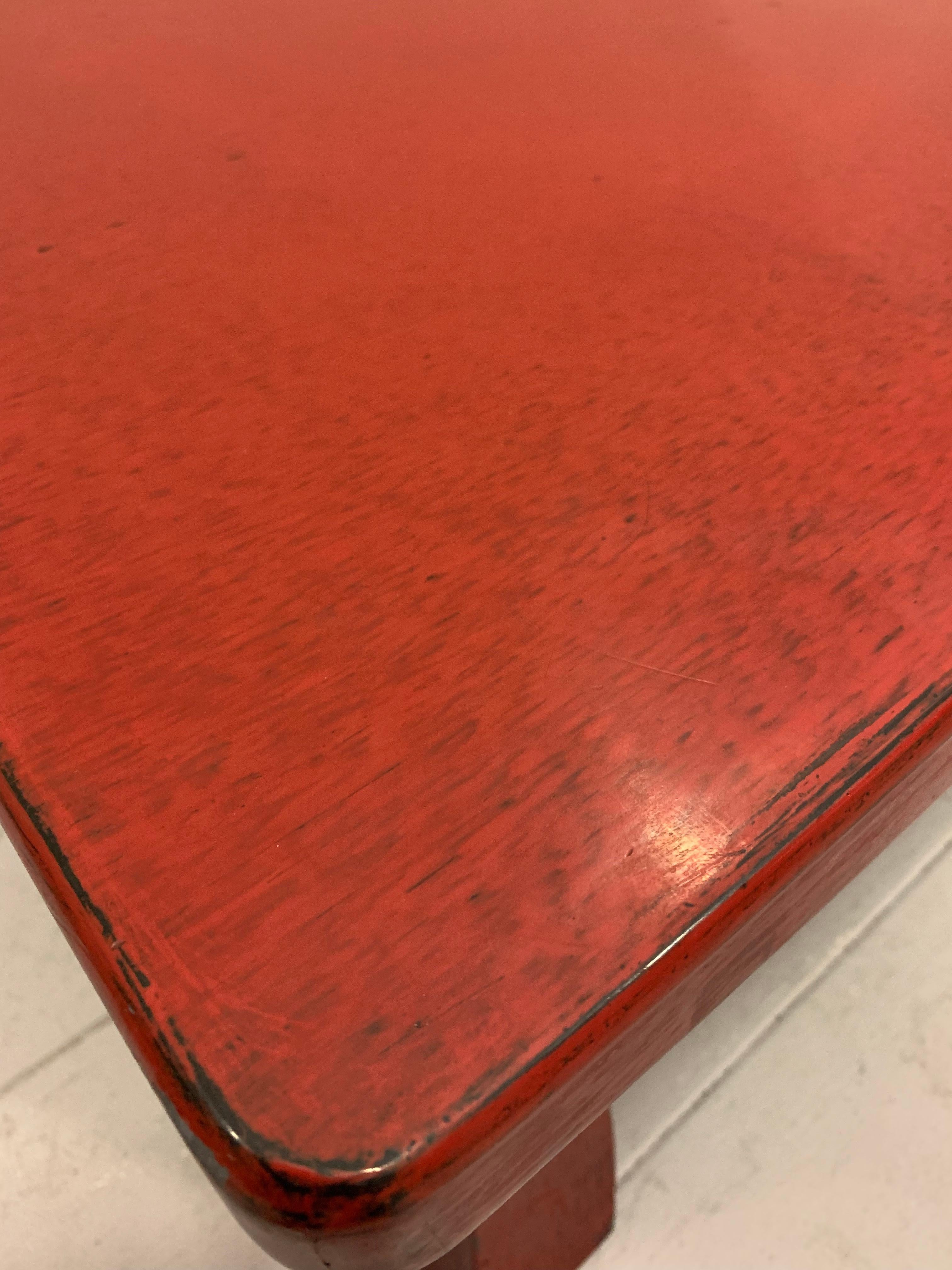 Other 1920s Japanese Oriental Red Negora Lacquered Rectangular Coffee Table  For Sale
