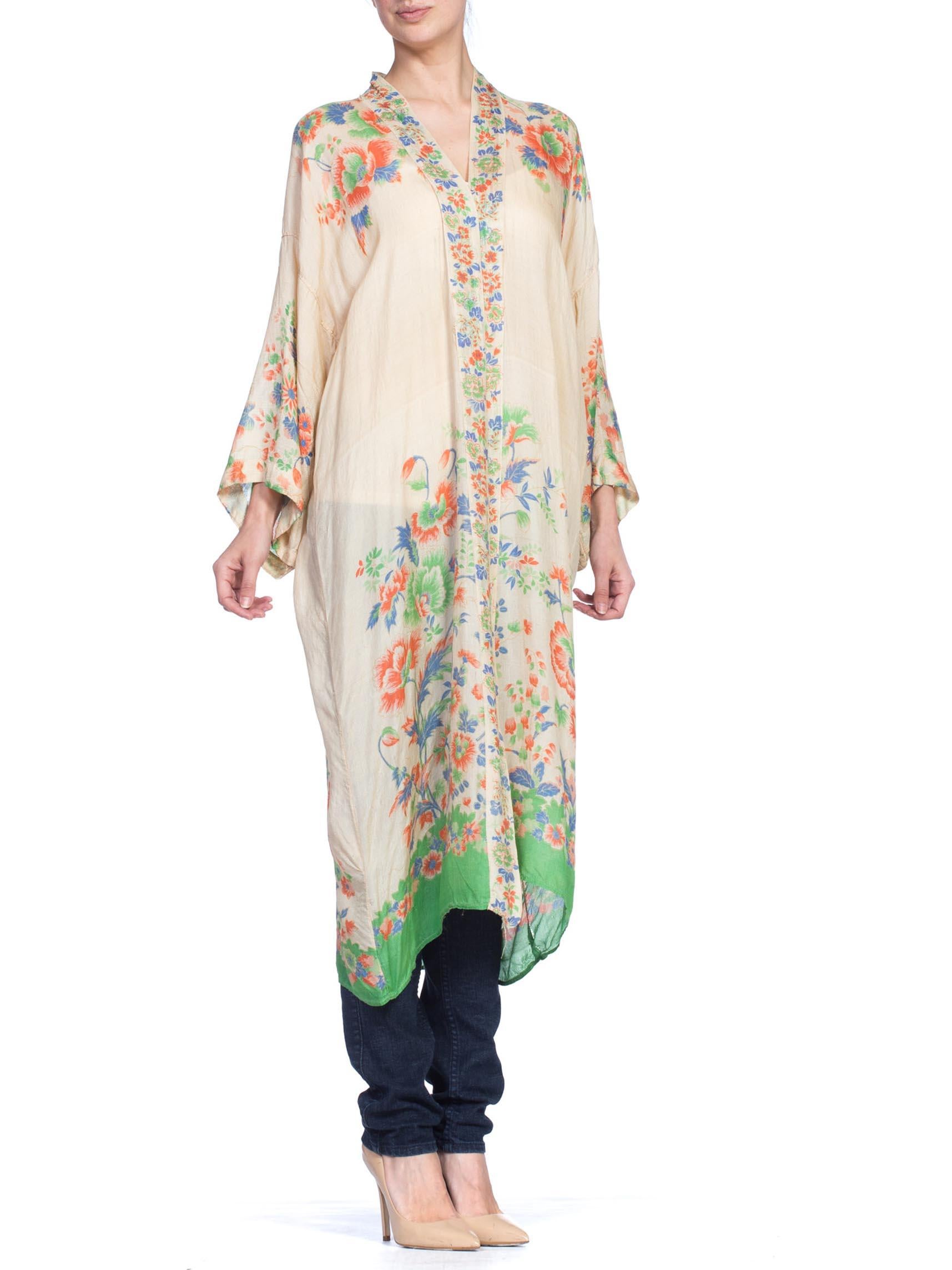 1920's Japanese Silk Asian Floral Kimono
