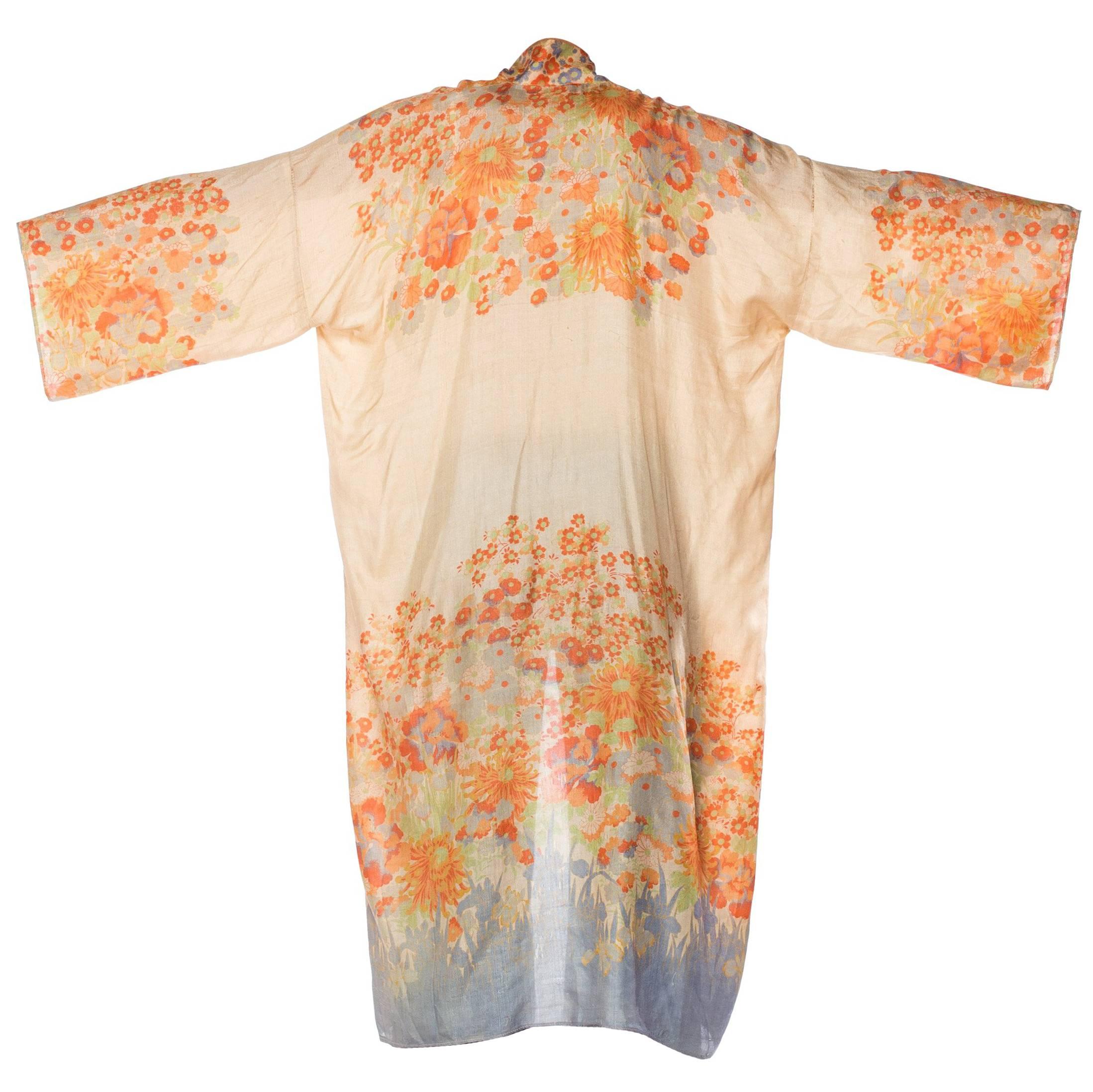 1920s Japanese Silk Pongee Kimono