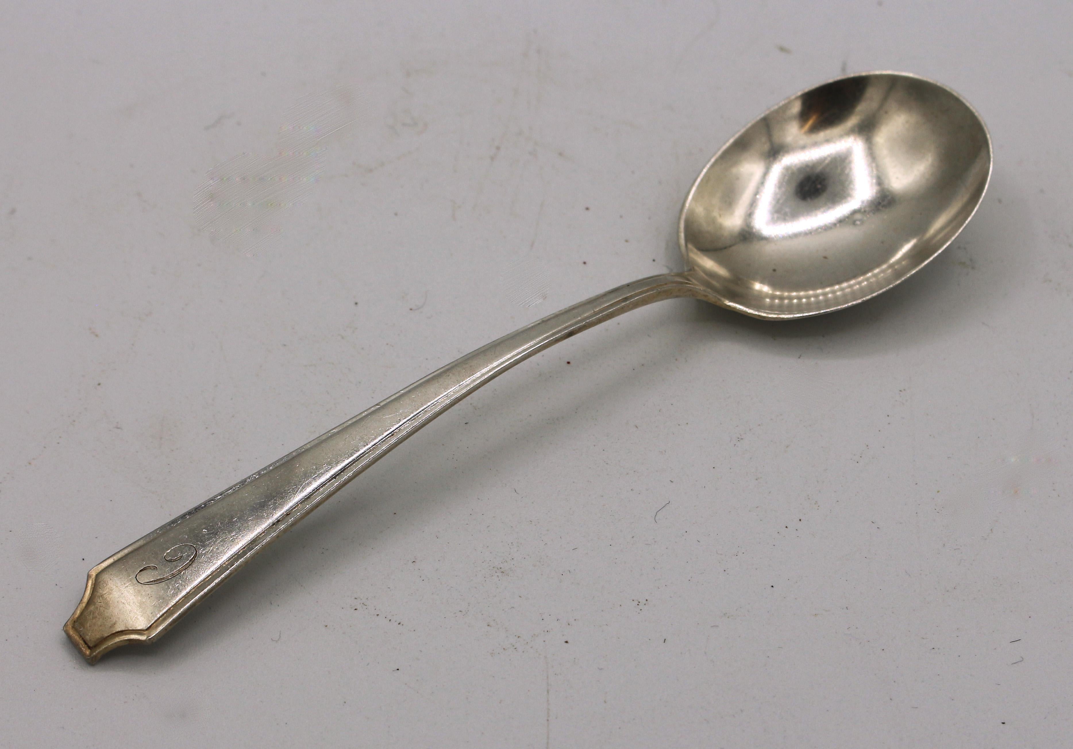 20th Century 1920's Jenny Lind Large Sterling Soup Spoons, Set of 6