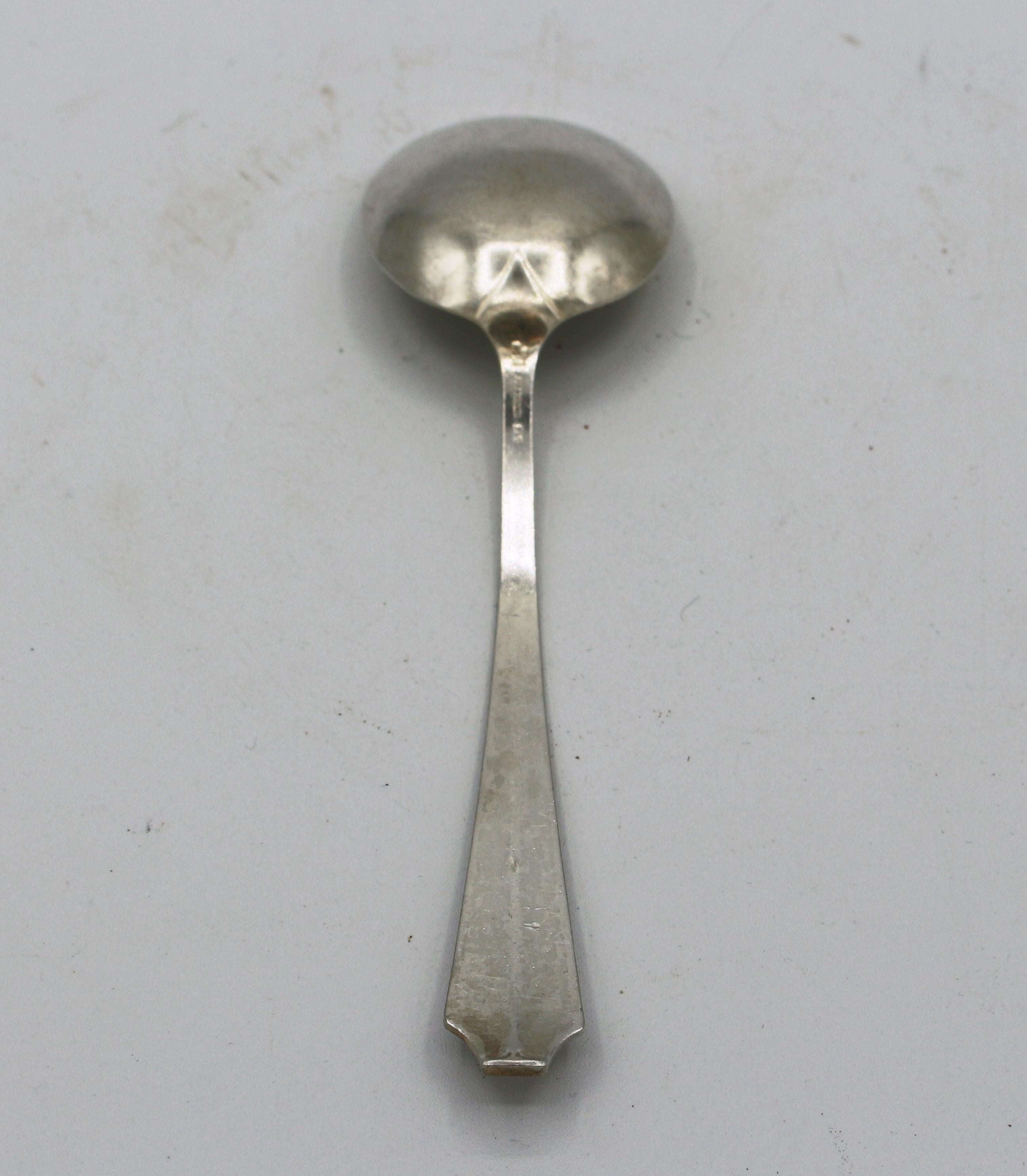 Sterling Silver 1920's Jenny Lind Large Sterling Soup Spoons, Set of 6