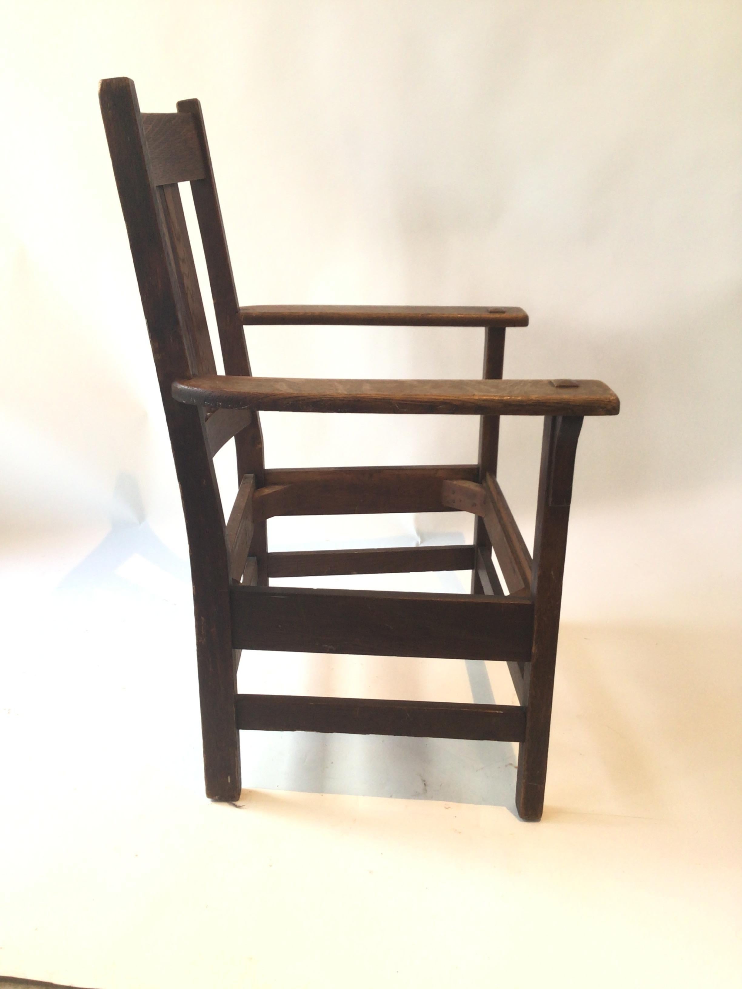 Oak 1920s J.M. Young & Sons Arts And Crafts Armchair For Sale