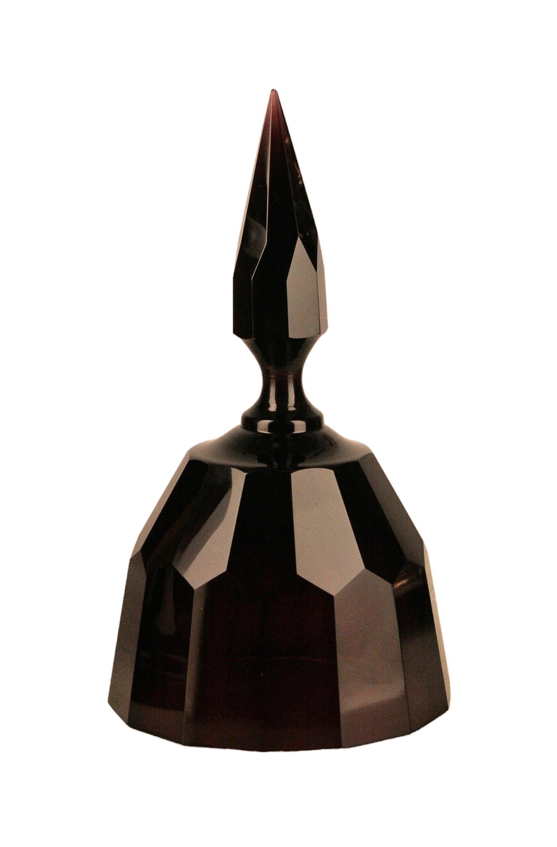 Austrian 1920s Josef Hoffman's Dark Glass Urn/Vase and Lid for Wiener Werkstätte, Austria