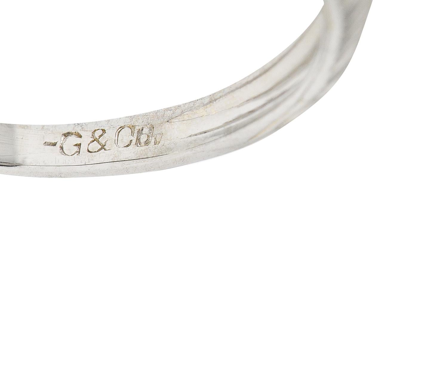 1920's J.W. Grant & Co. Art Deco 1.60 Carats 18 Karat White Gold Engagement Ring For Sale 2
