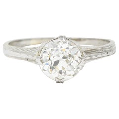 Antique 1920's J.W. Grant & Co. Art Deco 1.60 Carats 18 Karat White Gold Engagement Ring