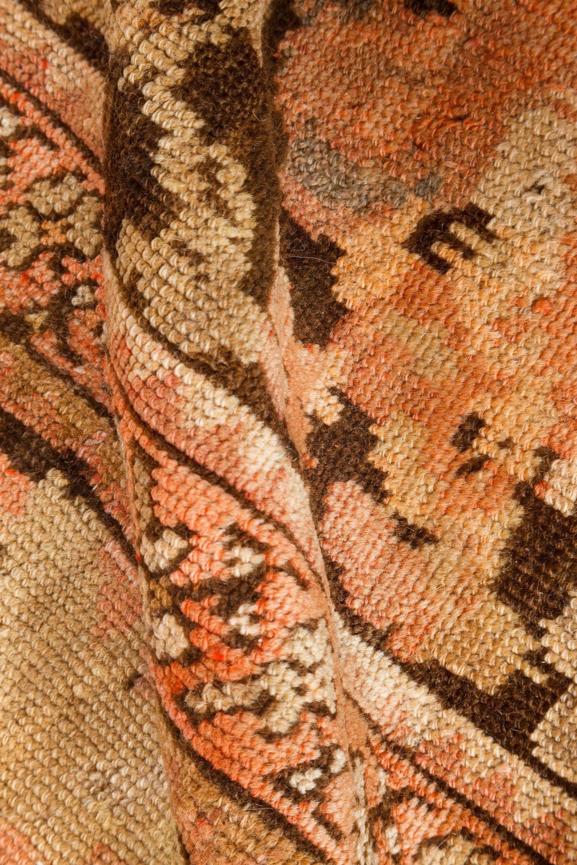 1920s Karabagh botanic pinkish brown handmade wool rug
Size: 6'5