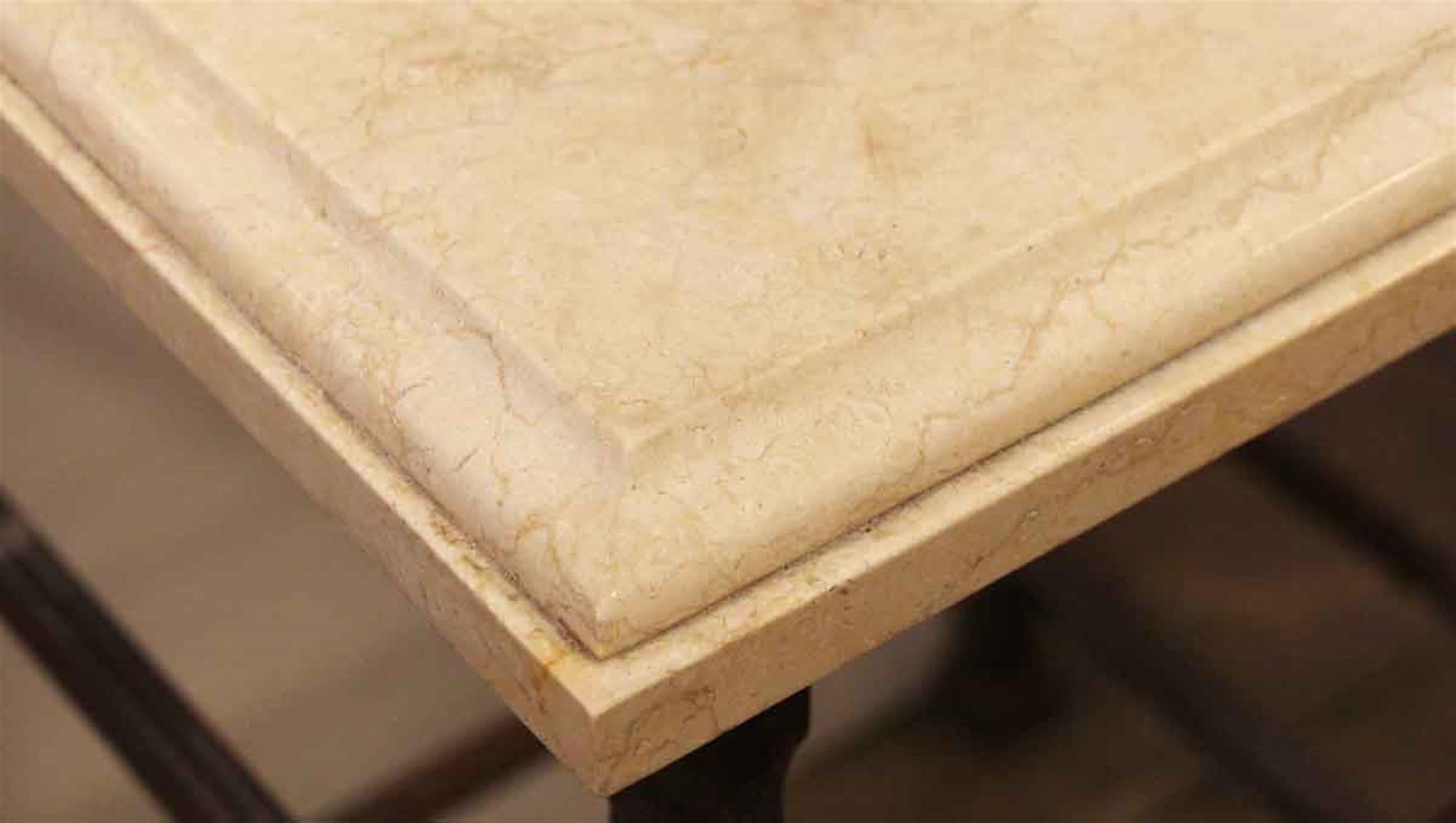 American 1920s Kohler Tan Marble Sink with Hand Twisted Wrought Iron Frame Base