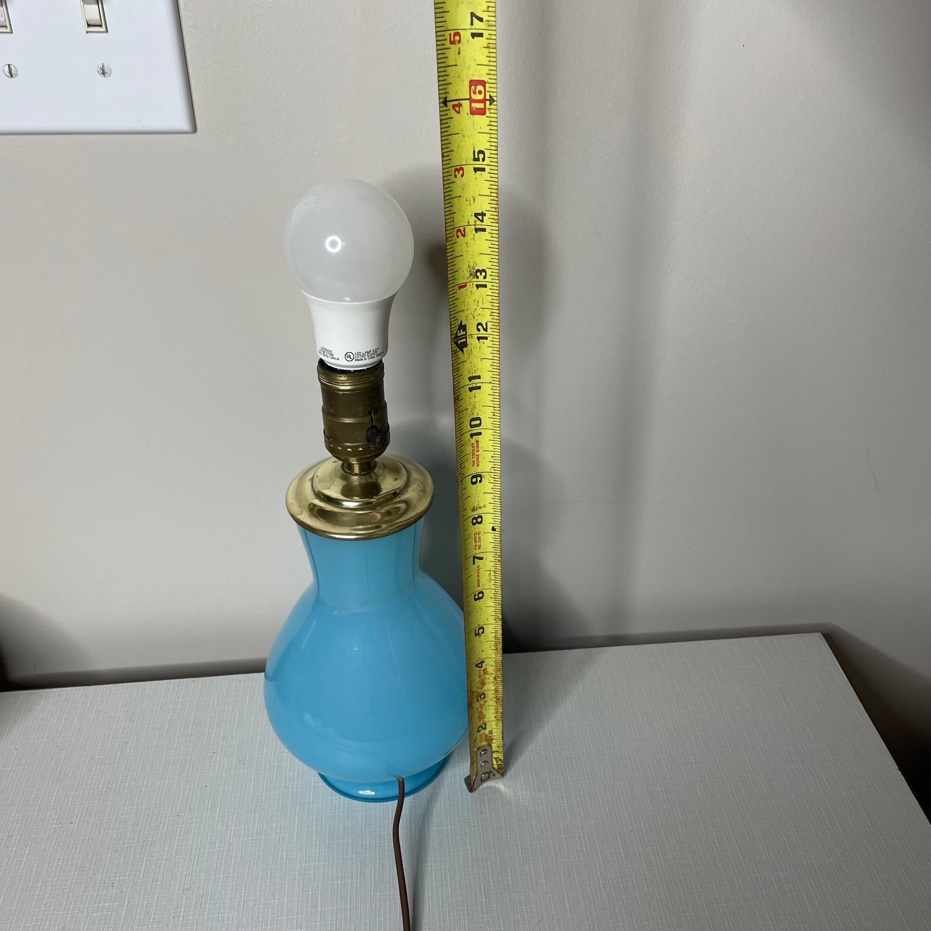 Early 20th Century 1920s Kralik Bohemian Czechoslovakian Blue Opaline Glass Lamp, signed