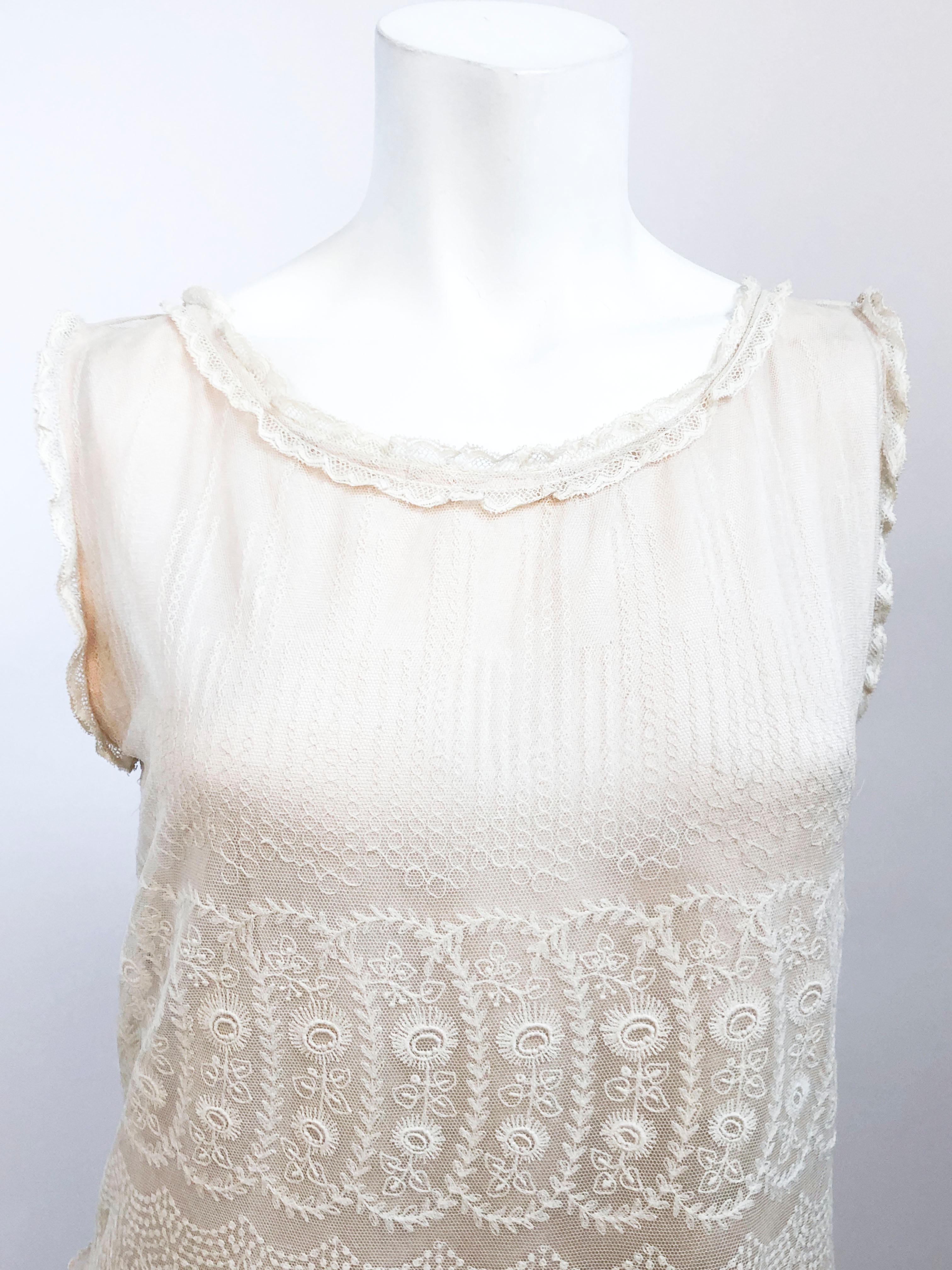 1920s Lace Drop-Waist Dress with Soft Rose Lining For Sale at 1stDibs