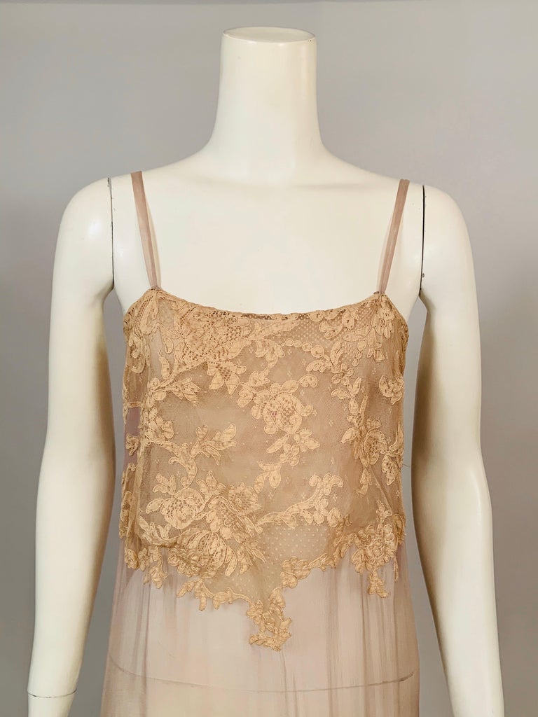 1920's Lace Trimmed Sheer Lavender Silk Chiffon Hand Made Slip or Slip ...