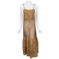 1920's Lace Trimmed Sheer Lavender Silk Chiffon Hand Made Slip or Slip Dress