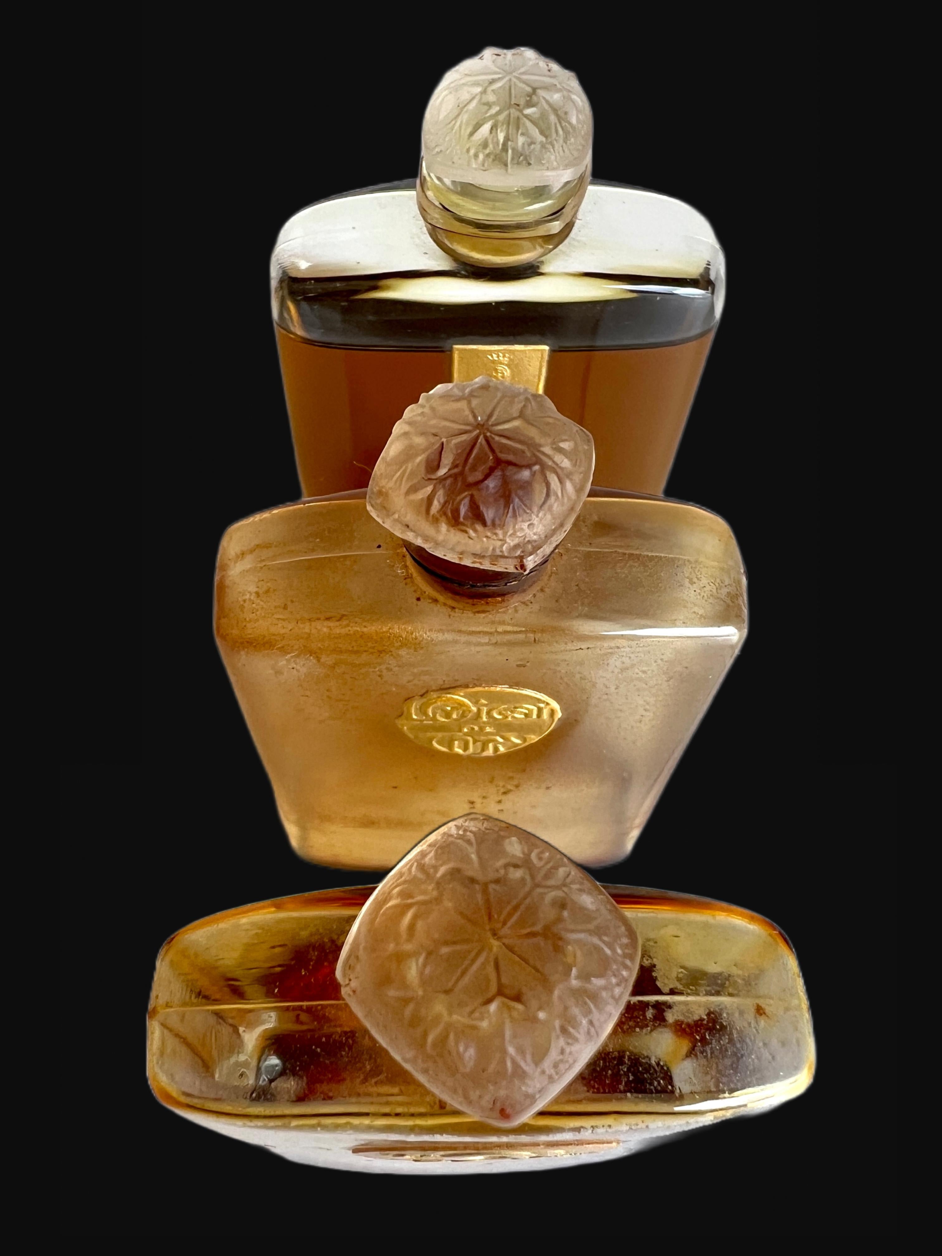 Französisches Parfüm-Set von Lalique Coty Voyager aus den 1920er Jahren und rotes Ledergehäuse, L'Origan (Art déco) im Angebot