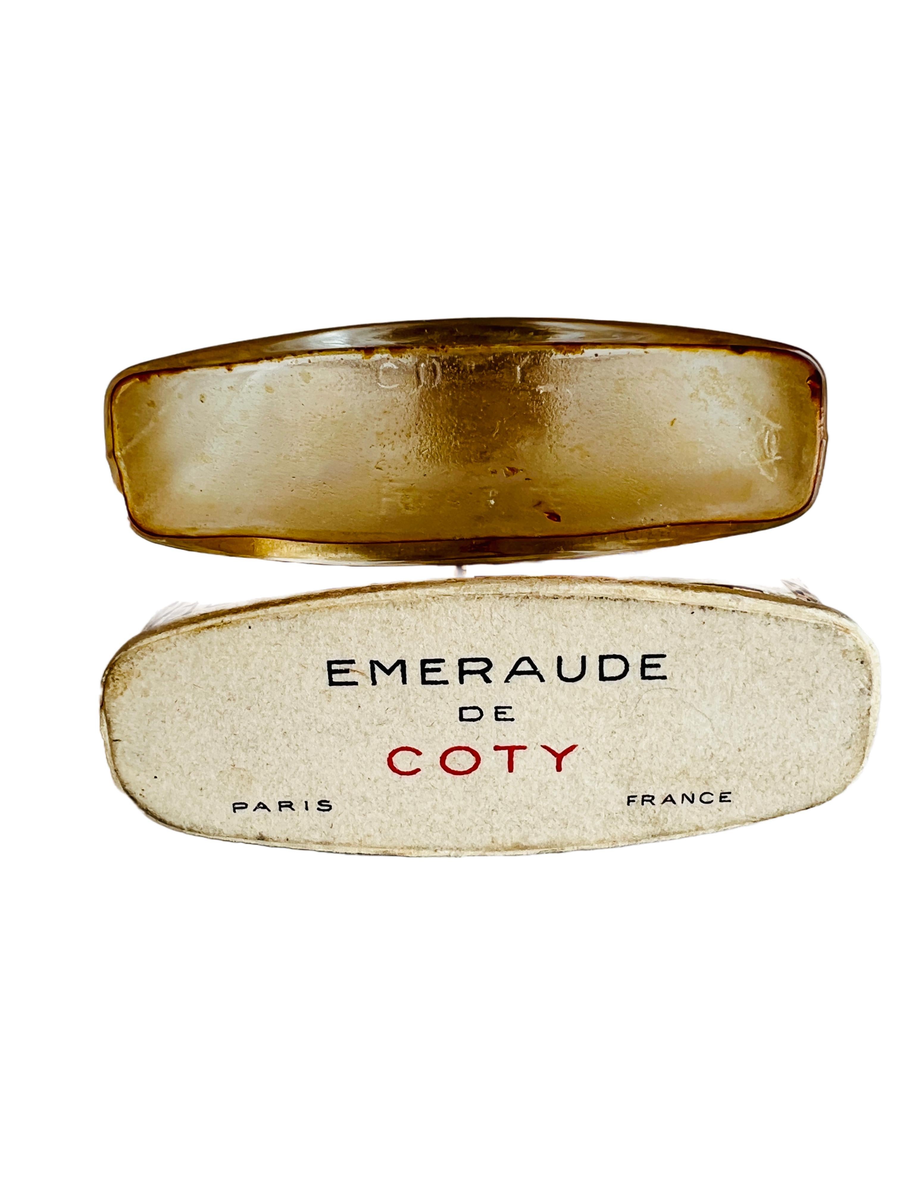 Women's 1920s Lalique French Perfume Bottle Floral Stopper Emeraude De Coty For Sale