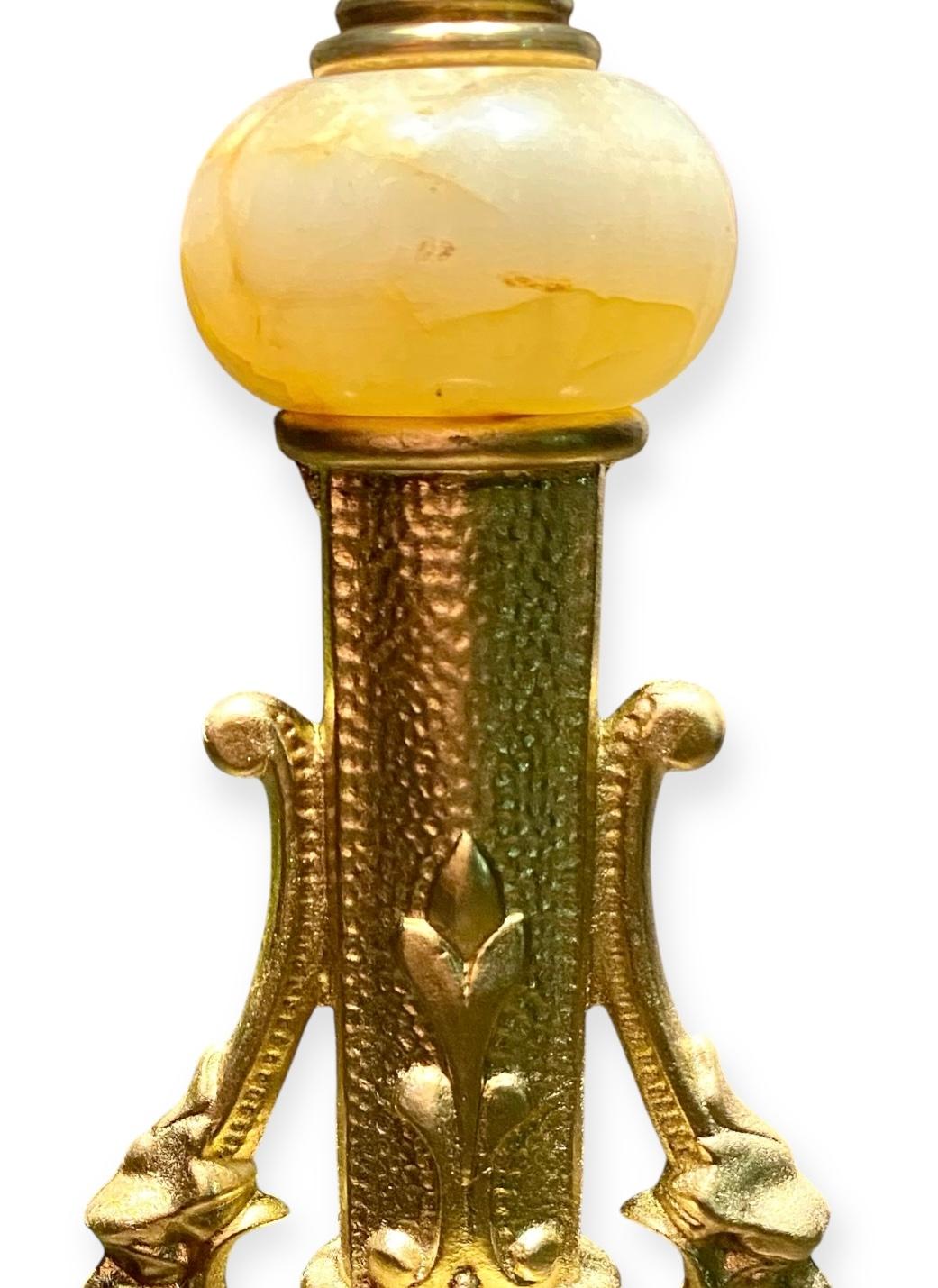 American 1920’s Lamp Standard With Tiffany Style Tulips Shade