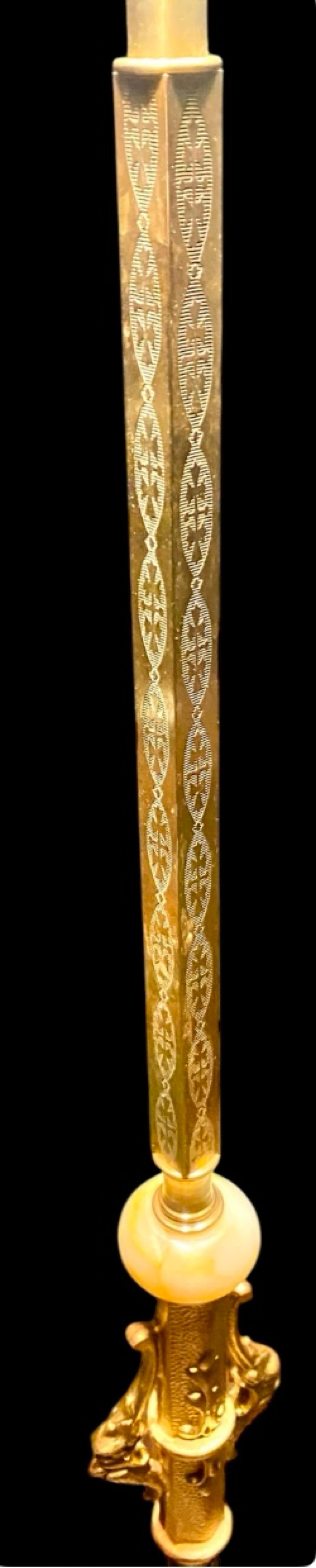 Stained Glass 1920’s Lamp Standard With Tiffany Style Tulips Shade