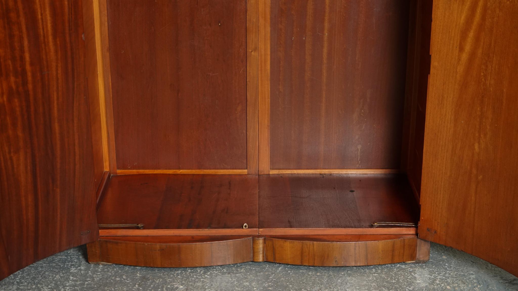 Hand-Crafted 1920's LARGE ART DECO BURR WALNUT DOUBLE WARDROBE J1 For Sale