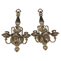 1920s Large Caldwell Silver Plated Sconces with thee lights