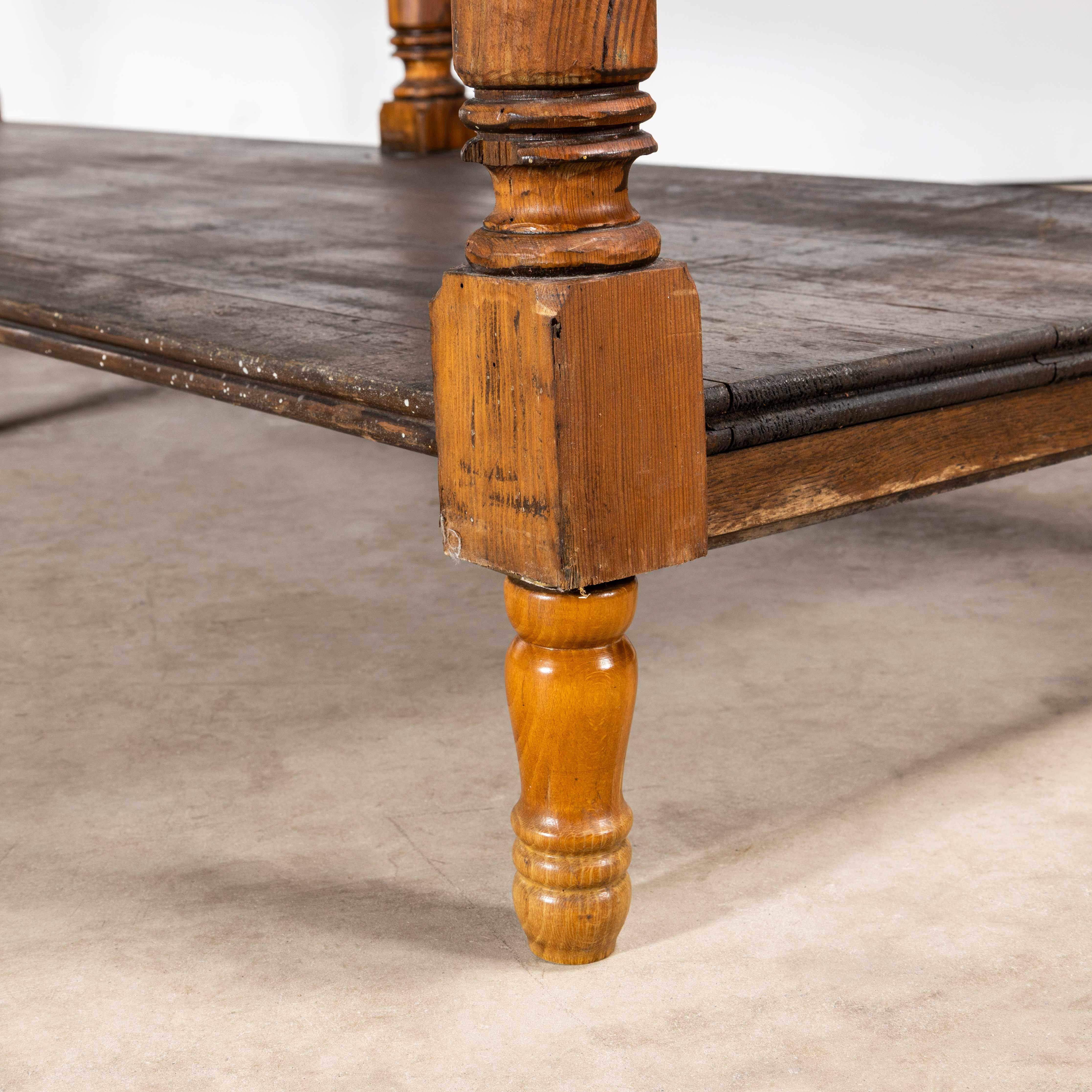 1920's Large Characterful French Kitchen Preparation Table - Turned Legs 7
