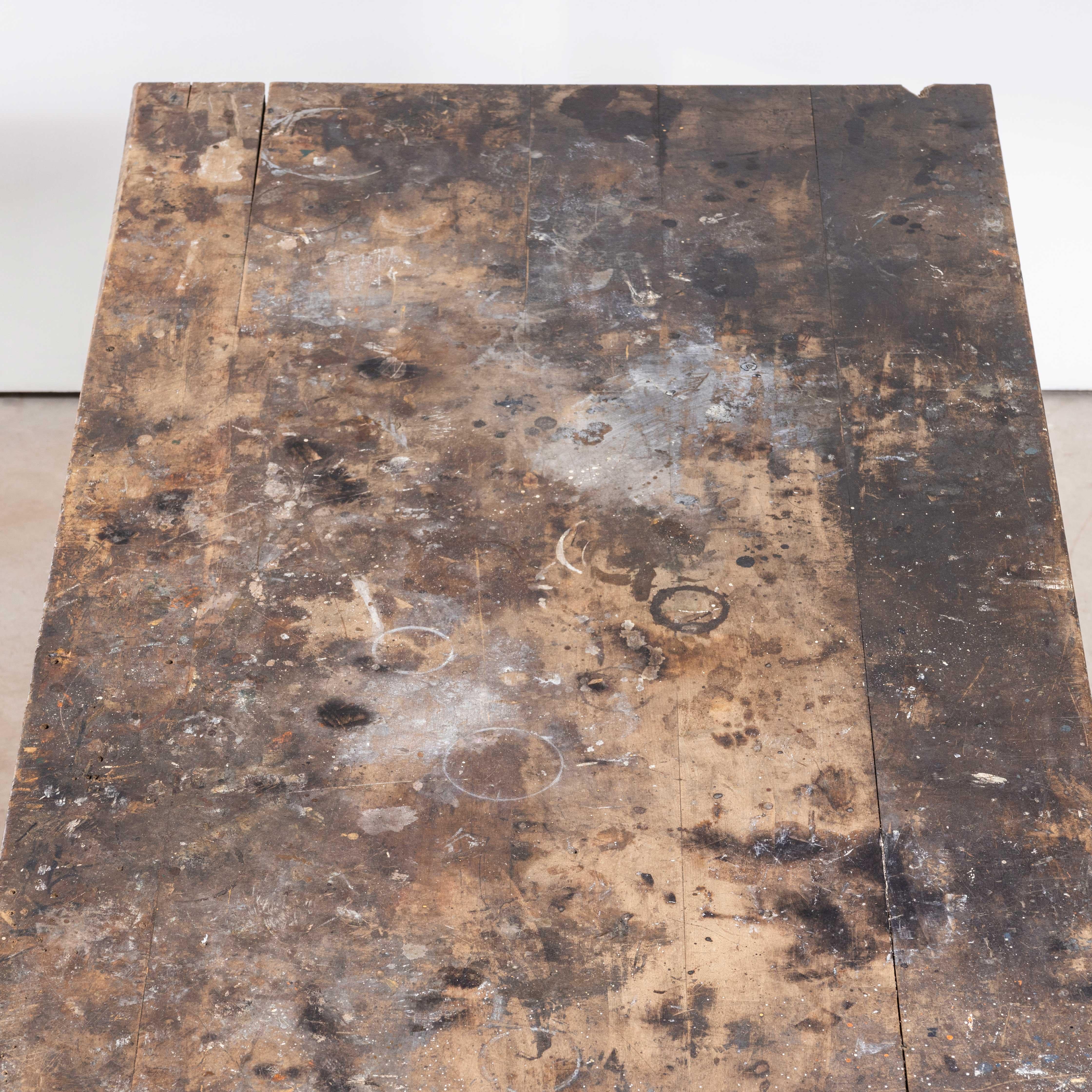 1920's Large Characterful French Kitchen Preparation Table - Turned Legs 4