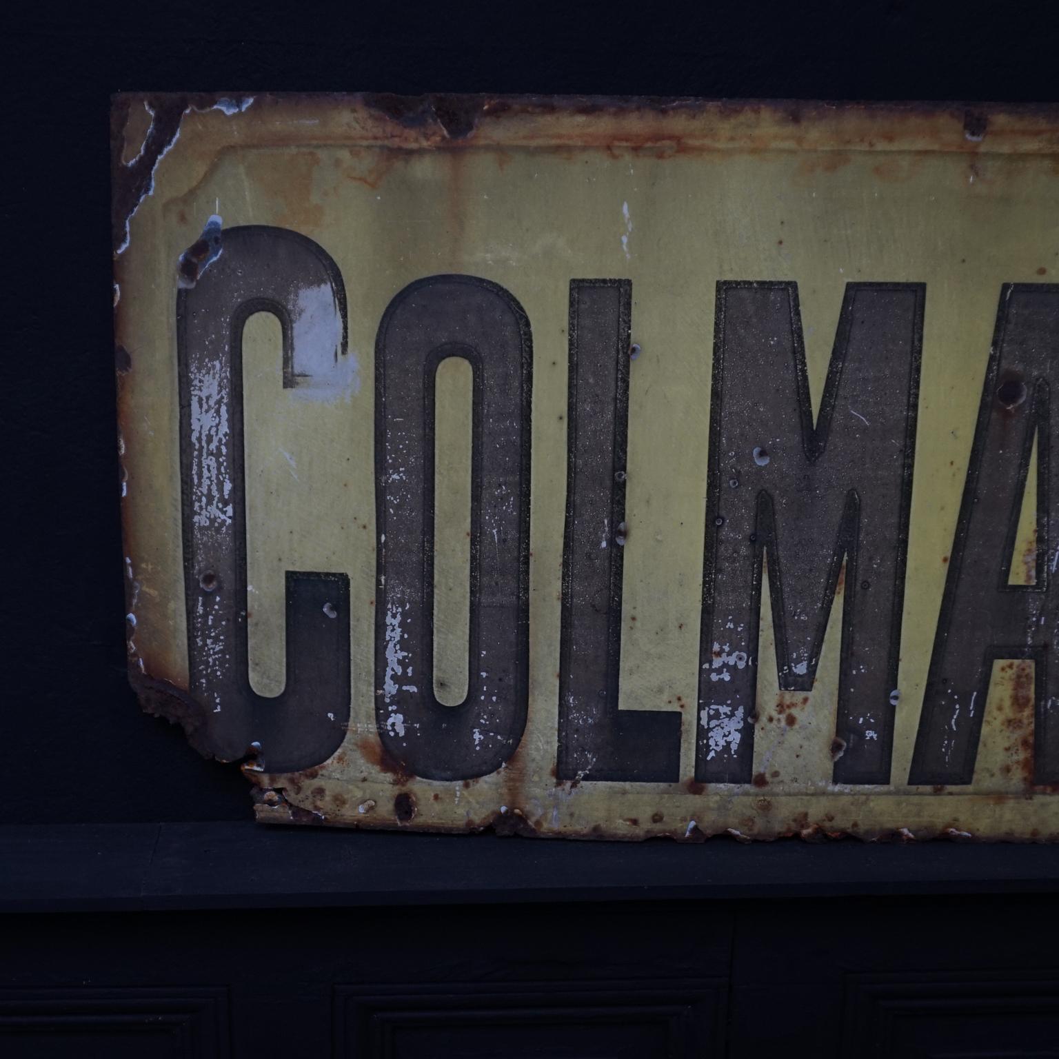 Enameled 1920s Large Enamel Advertising Tin Sign Colman's Mustard
