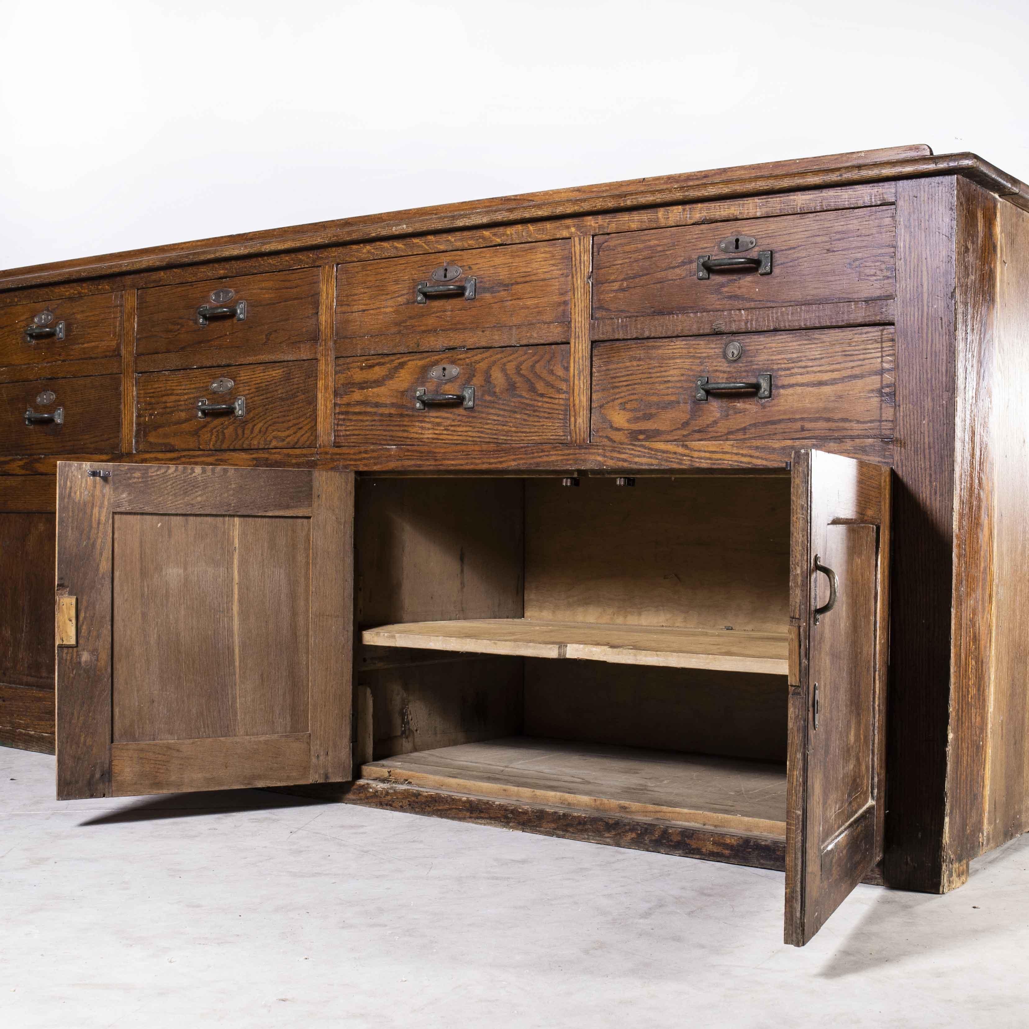 1920’s Large French oak kitchen dresser – Sideboard
1920’s Large French oak kitchen dresser – Sideboard. One of the best most original and well proportioned dressers we have come across. Made principally from solid oak the cabinet has a wonderful