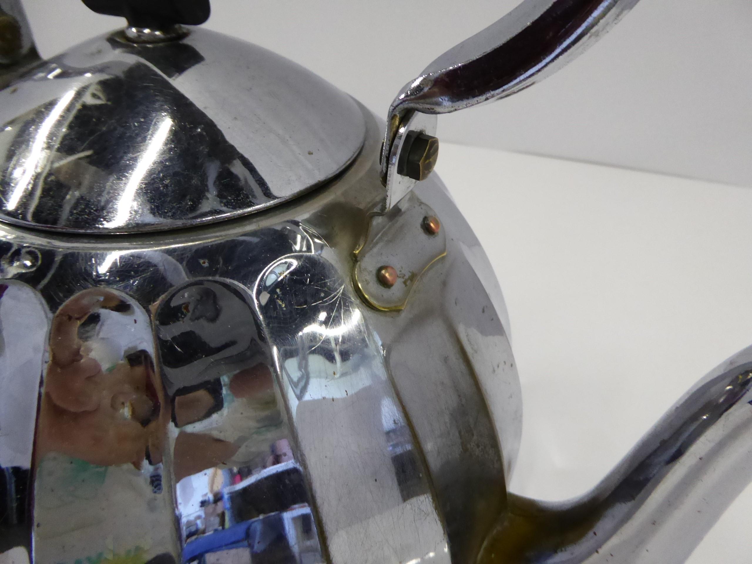 1920s Large French or Belge Stove Top Chrome Water Kettle 1