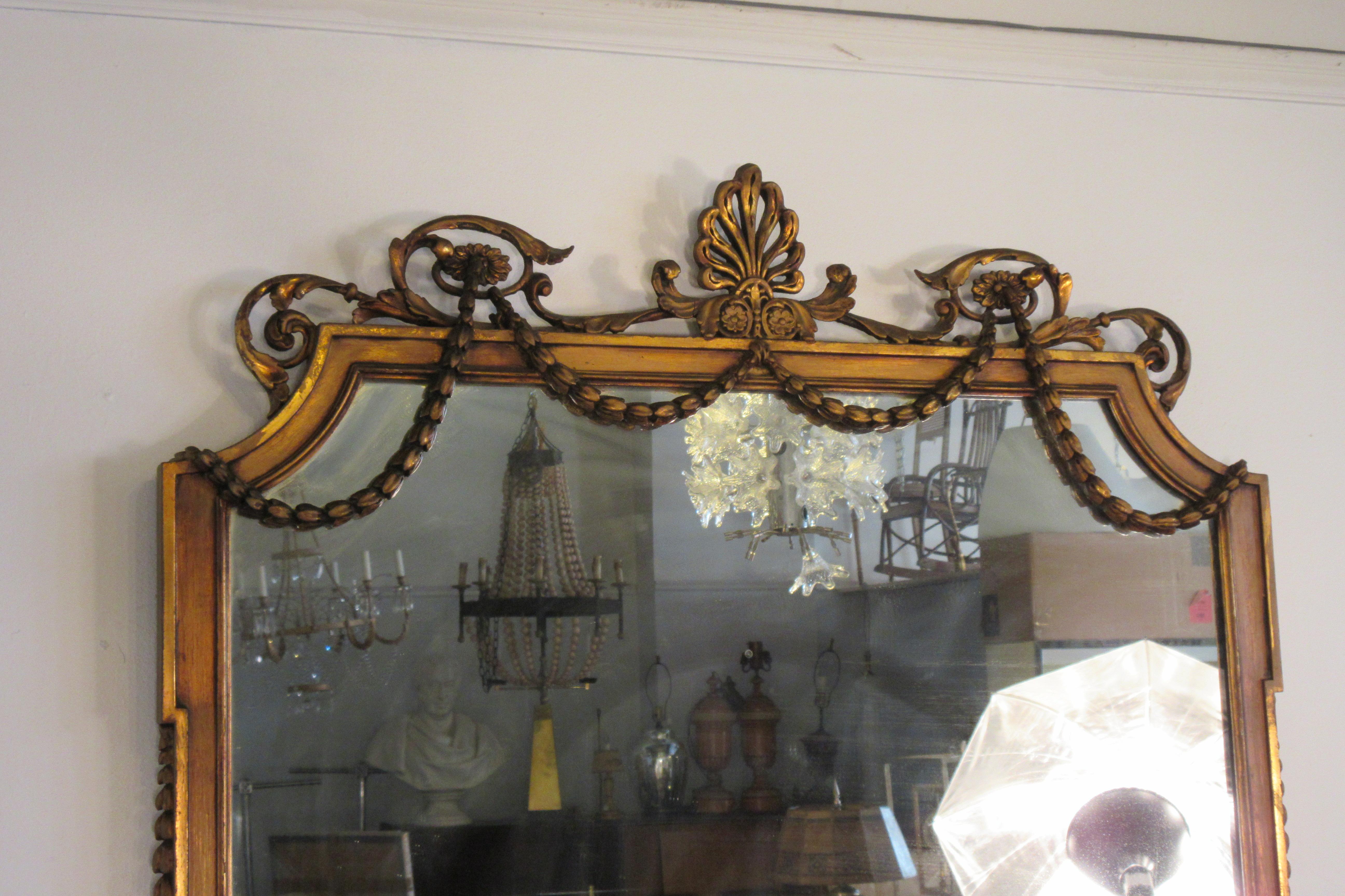 1920s Large Gustavian Wood and Gesso Mirror In Good Condition In Tarrytown, NY