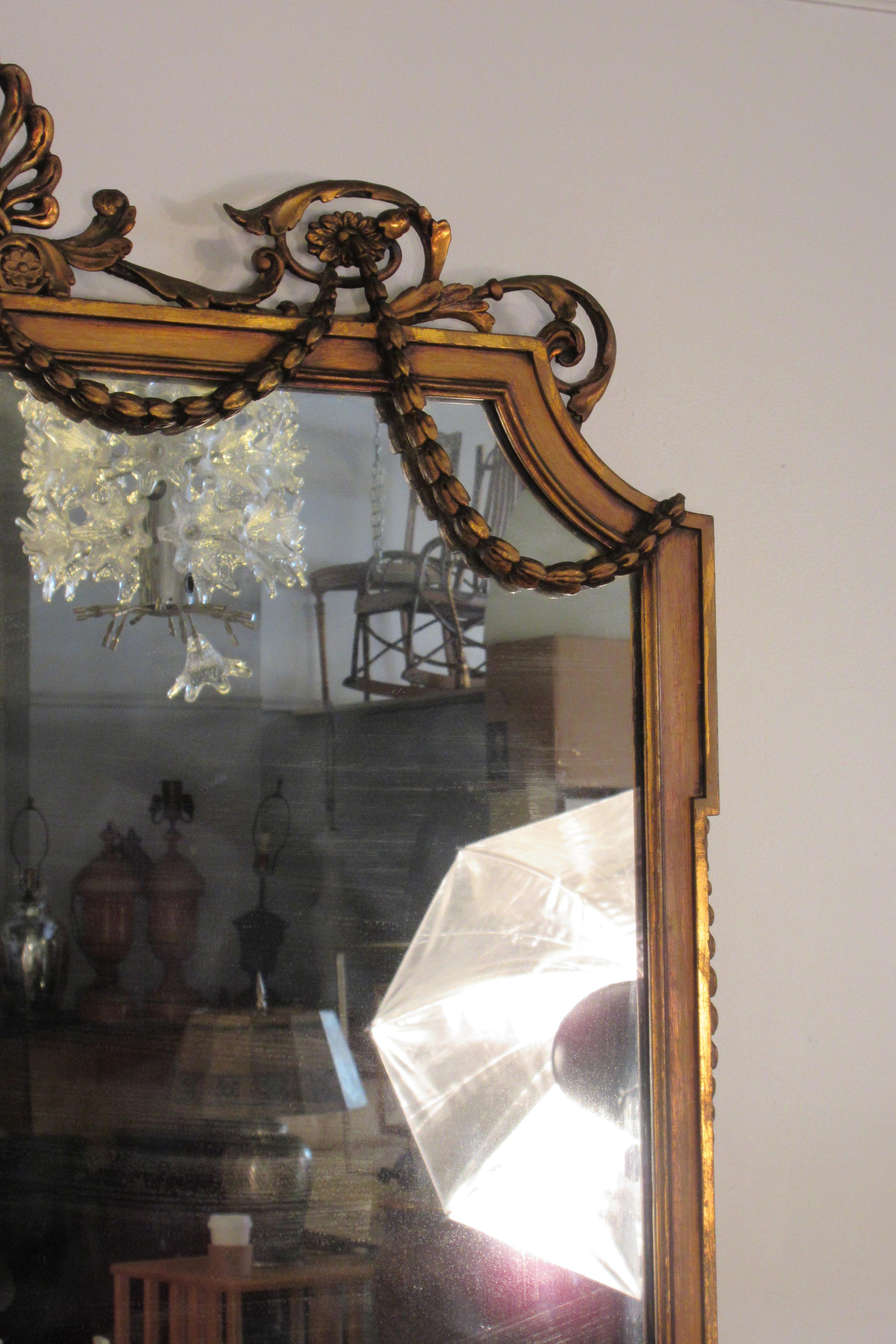 Early 20th Century 1920s Large Gustavian Wood and Gesso Mirror