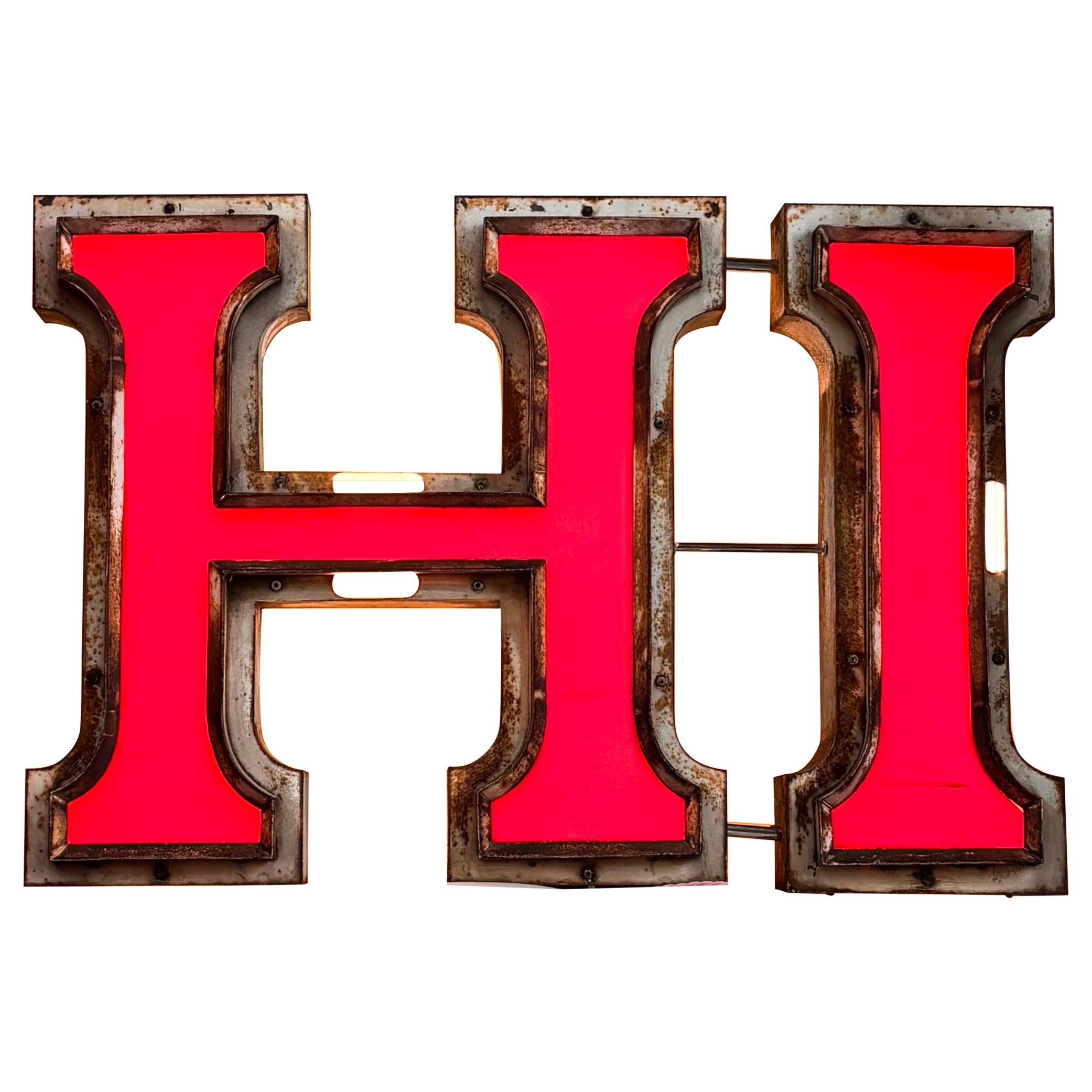 1920s large light up shop sign that once spelt CHEMIST from East London