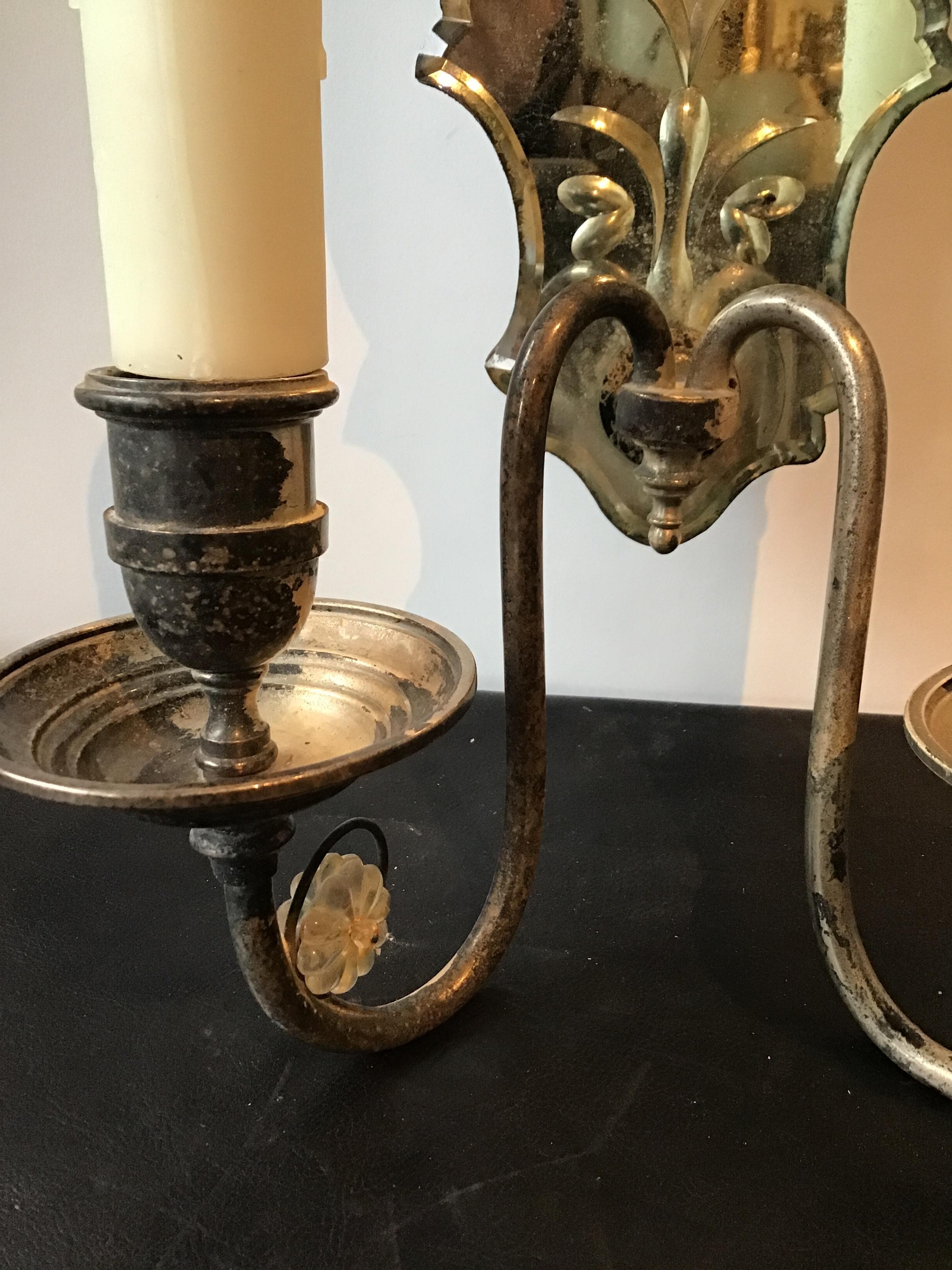 1920s Large Mirrored Sconces For Sale 2