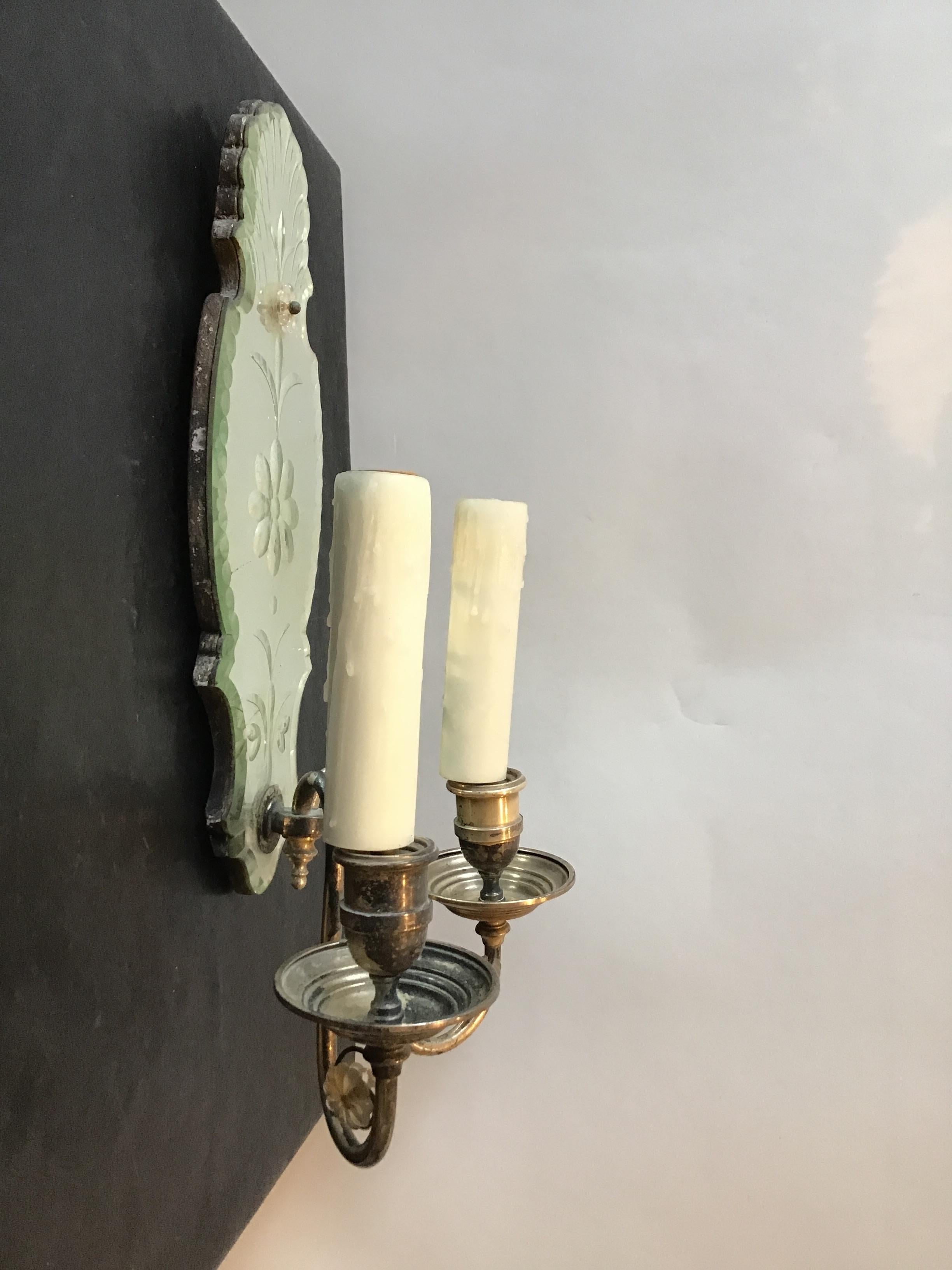 1920s Large Mirrored Sconces For Sale 4