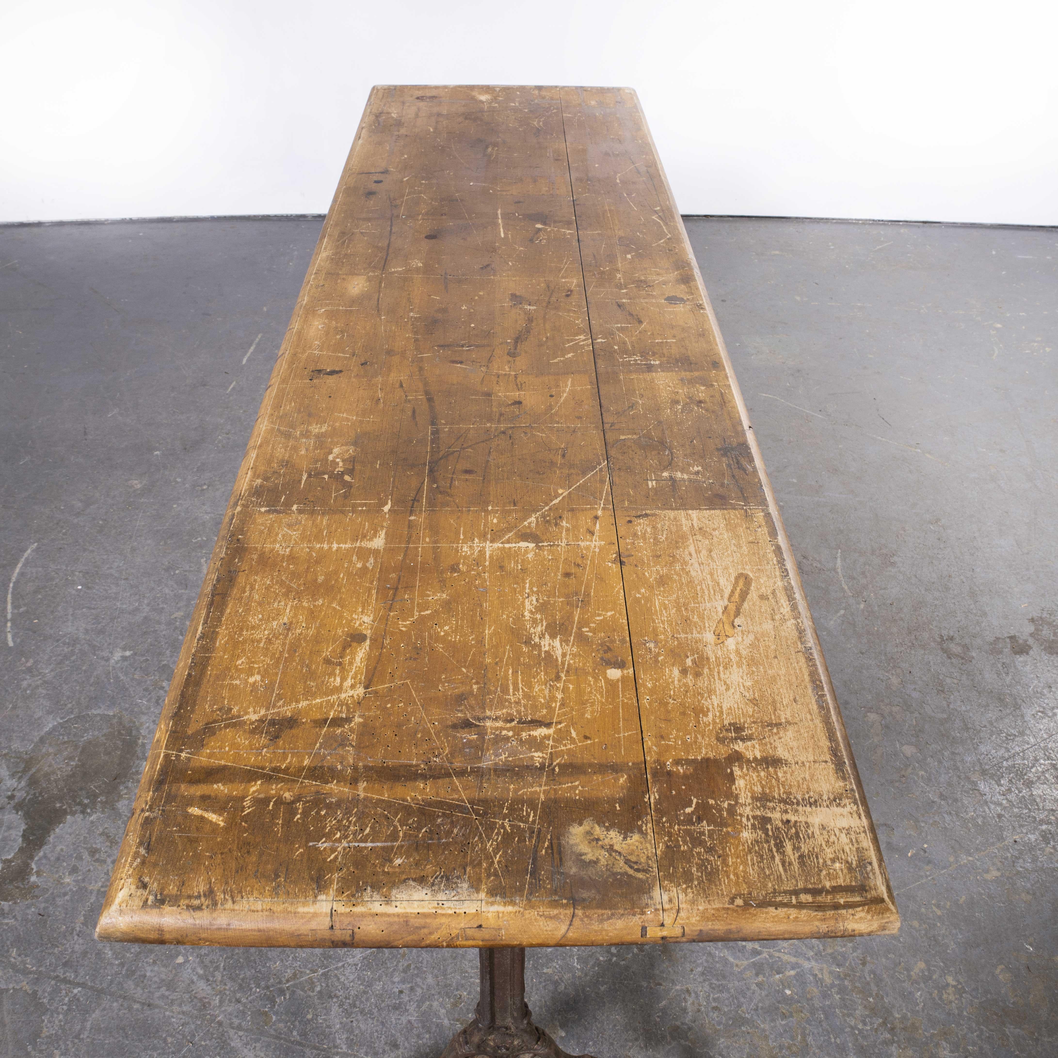 1920's Large Rectangular Cast Base Dining Table '1360' In Good Condition In Hook, Hampshire